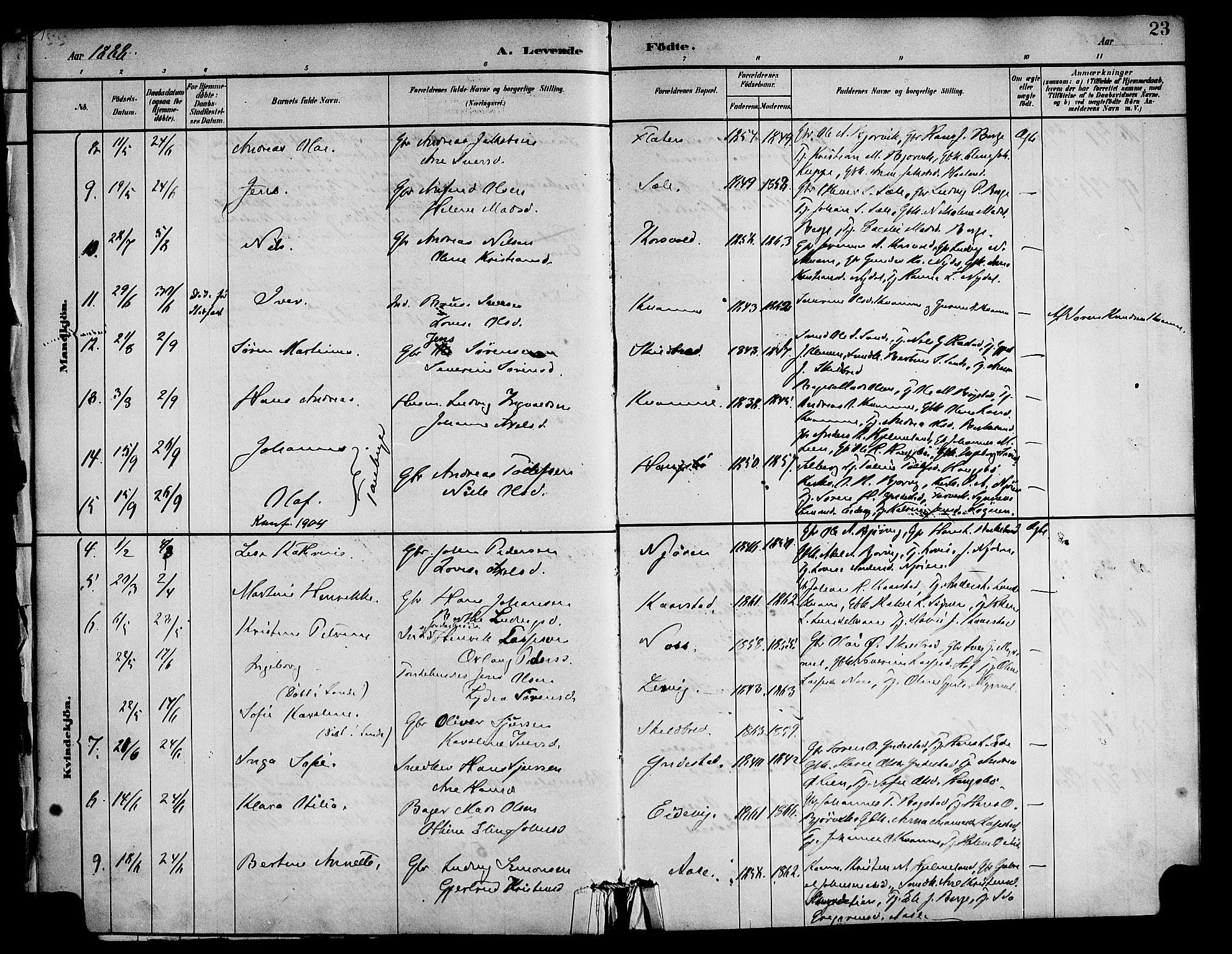 Gaular sokneprestembete, AV/SAB-A-80001/H/Haa: Parish register (official) no. C 1, 1882-1897, p. 23