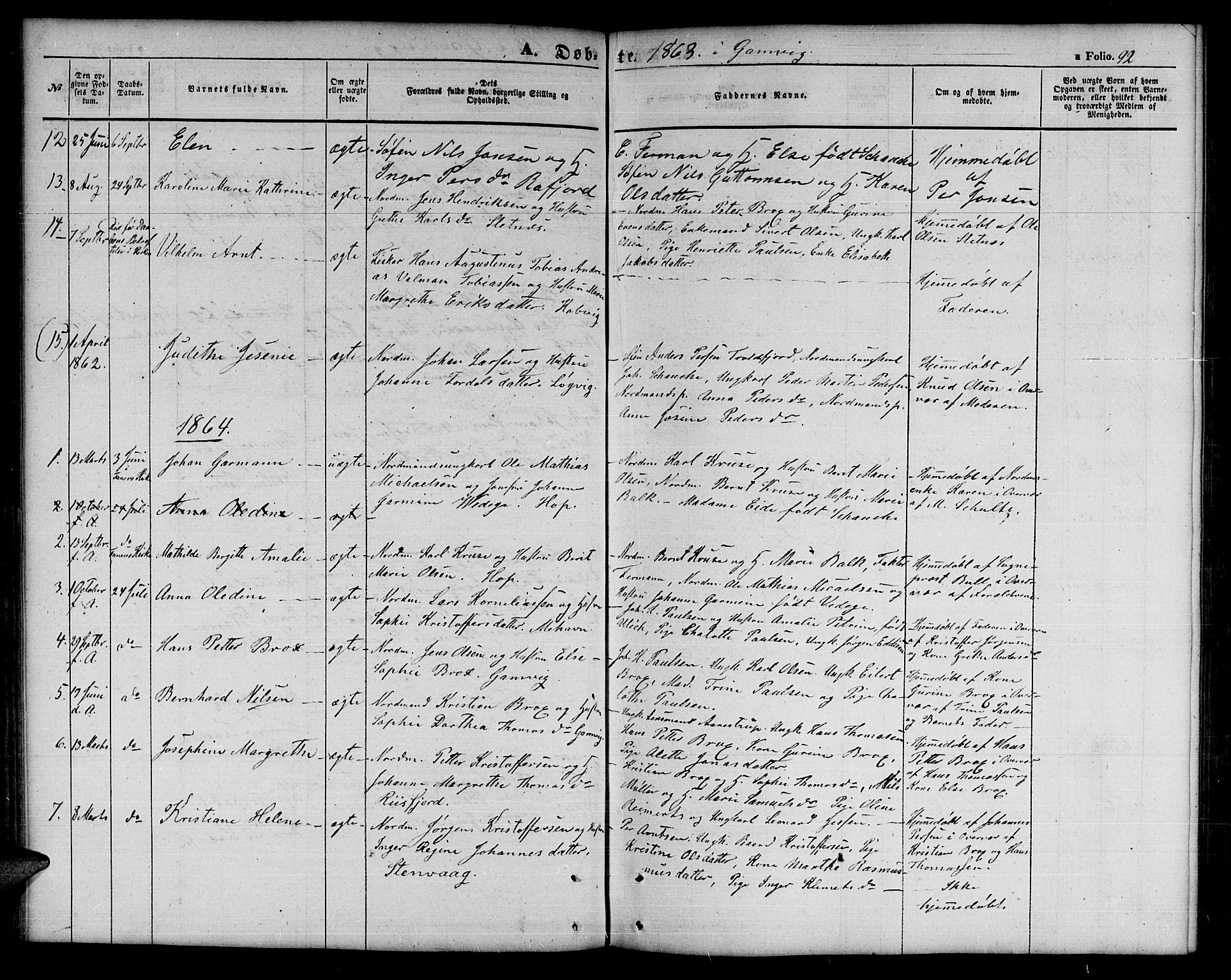 Tana sokneprestkontor, SATØ/S-1334/H/Hb/L0001klokker: Parish register (copy) no. 1 /2, 1862-1867, p. 92