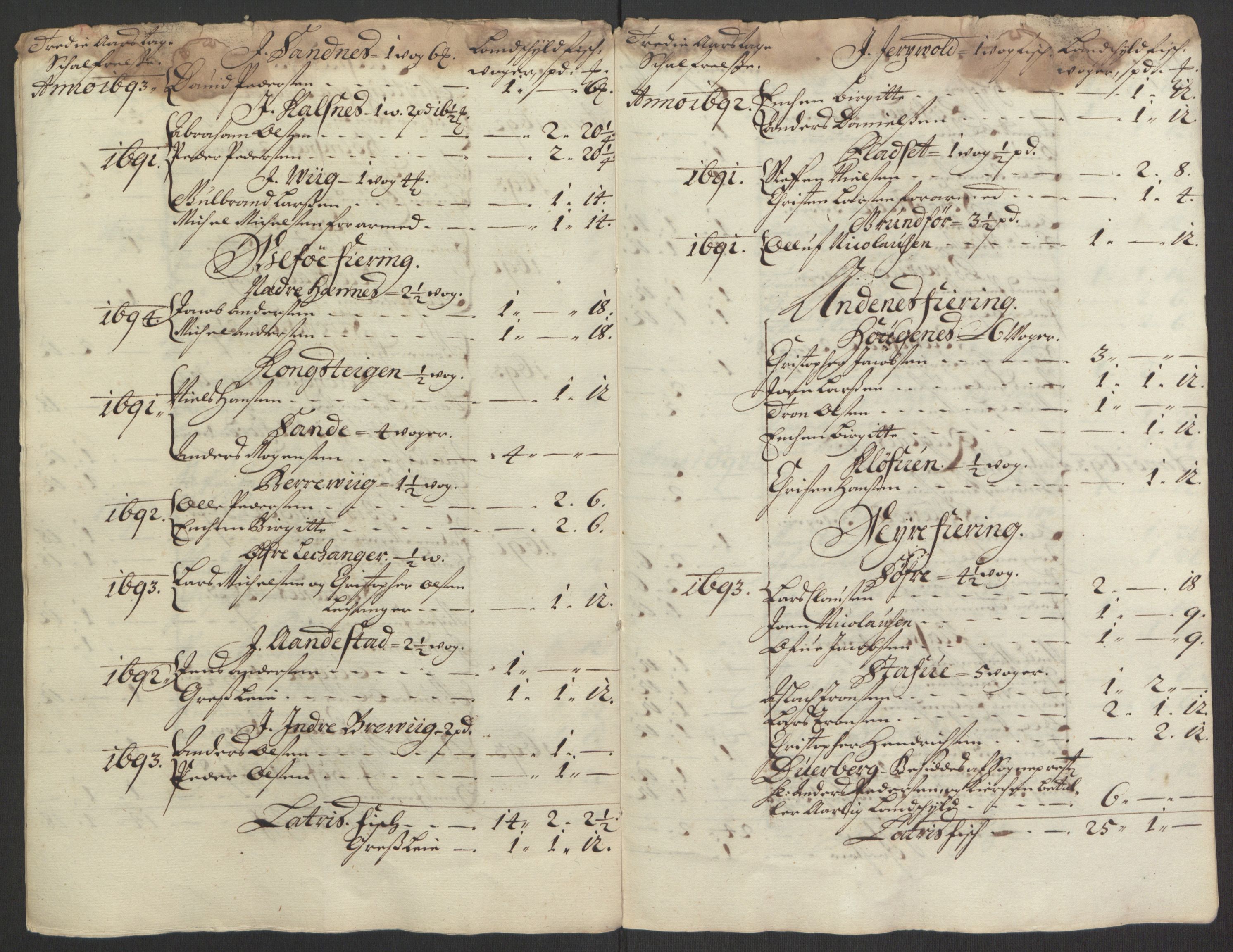 Rentekammeret inntil 1814, Reviderte regnskaper, Fogderegnskap, AV/RA-EA-4092/R67/L4676: Fogderegnskap Vesterålen, Andenes og Lofoten, 1691-1693, p. 51