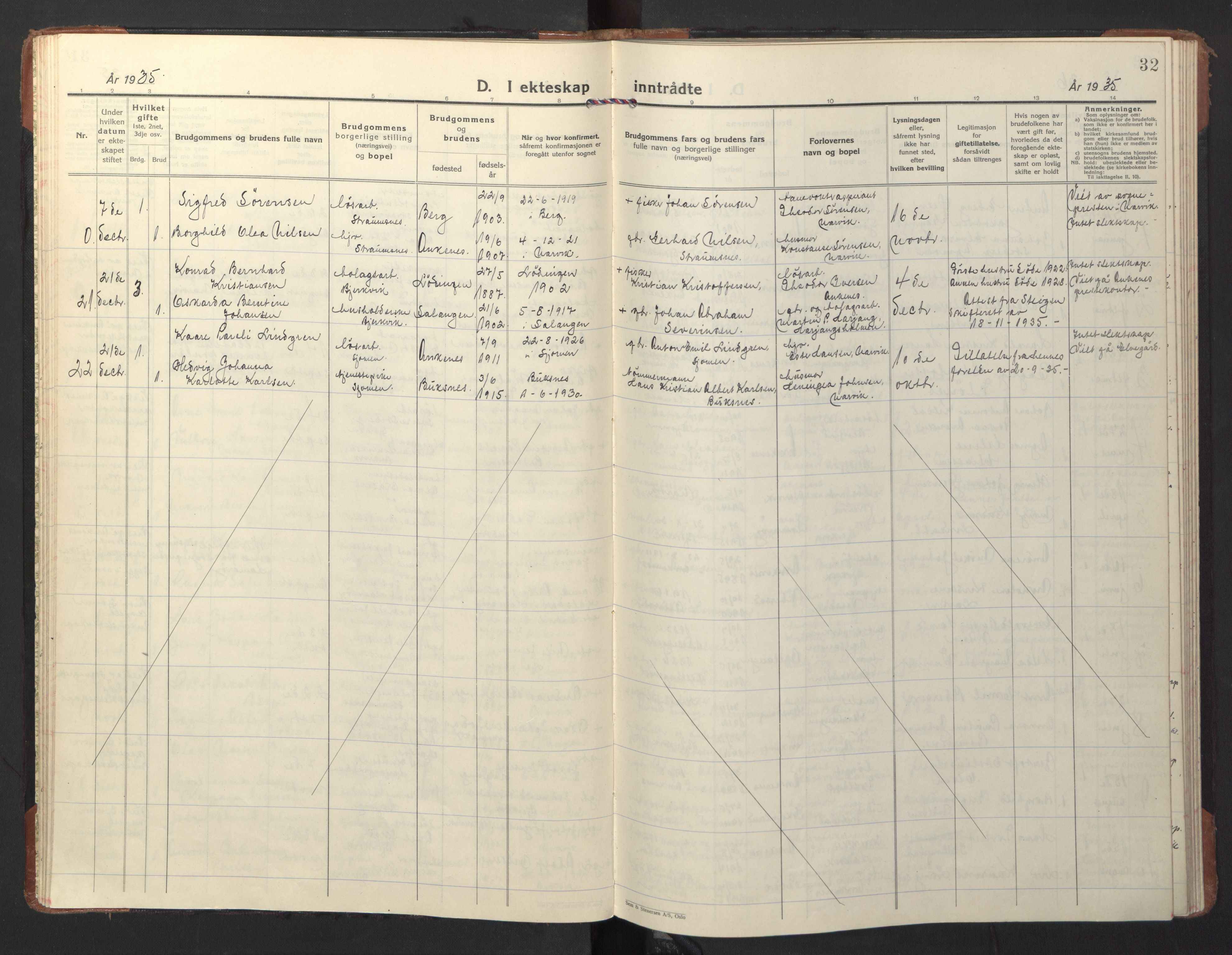 Ministerialprotokoller, klokkerbøker og fødselsregistre - Nordland, AV/SAT-A-1459/866/L0948: Parish register (official) no. 866A11, 1929-1949, p. 32