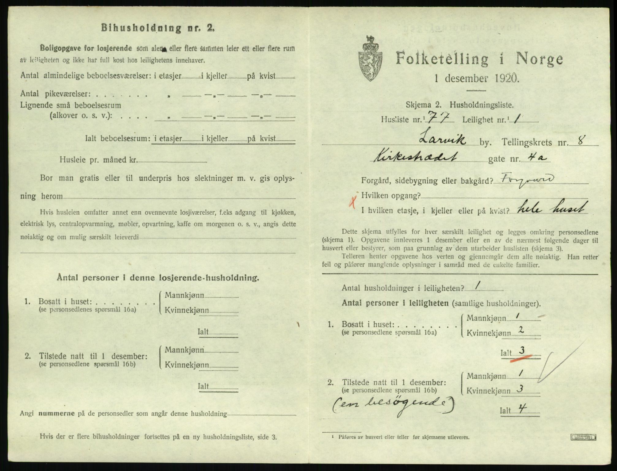 SAKO, 1920 census for Larvik, 1920, p. 6834