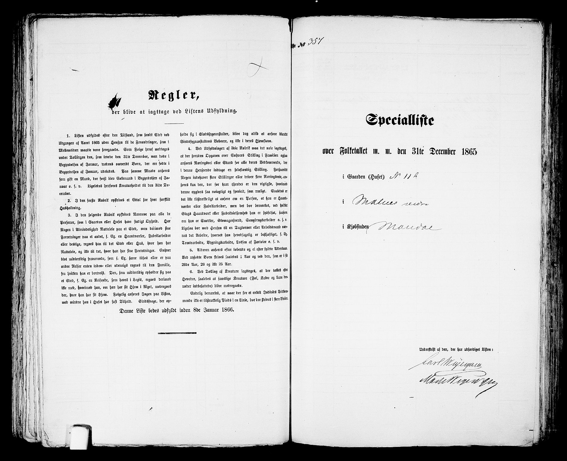 RA, 1865 census for Mandal/Mandal, 1865, p. 722