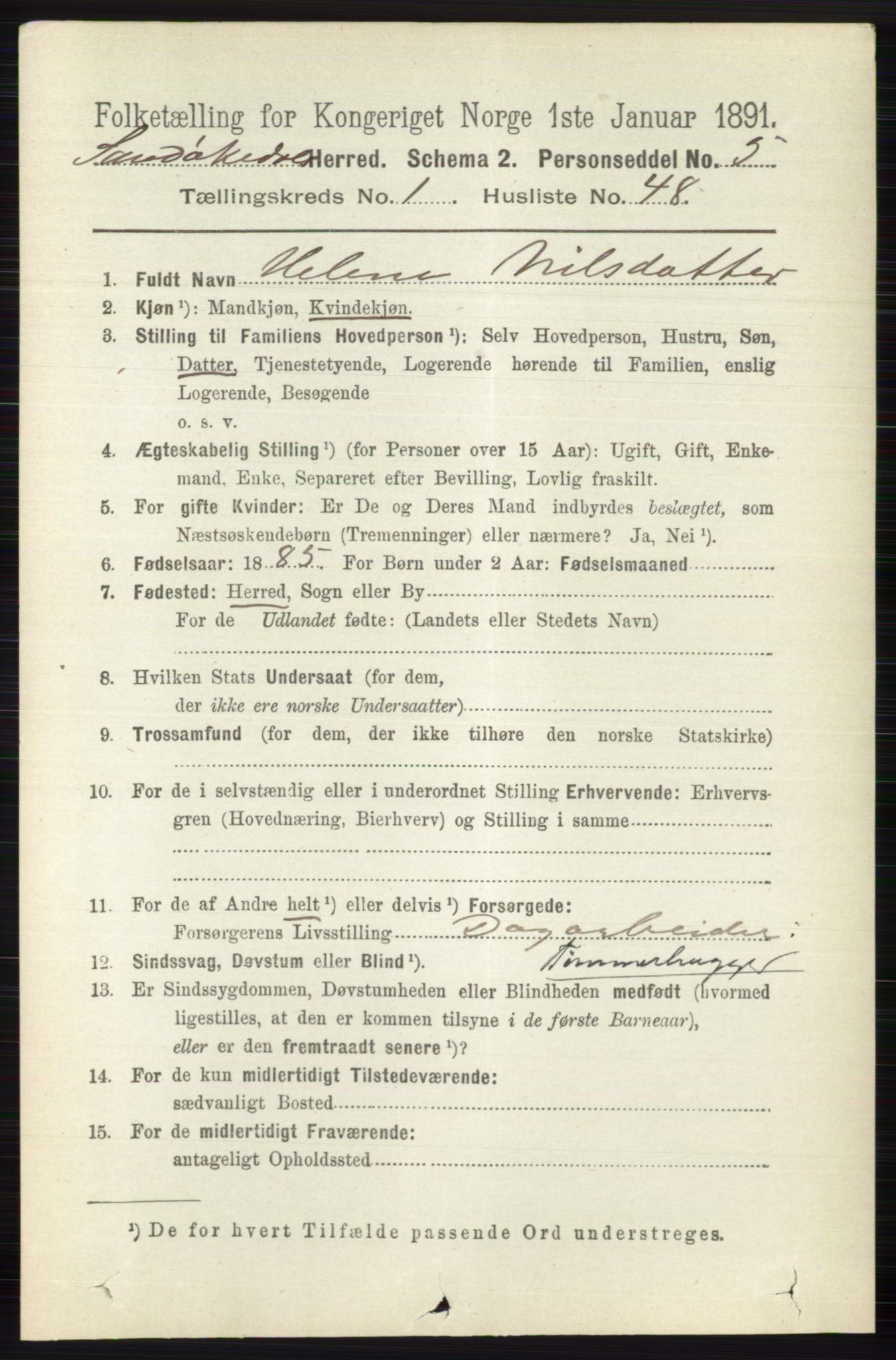 RA, 1891 census for 0816 Sannidal, 1891, p. 352