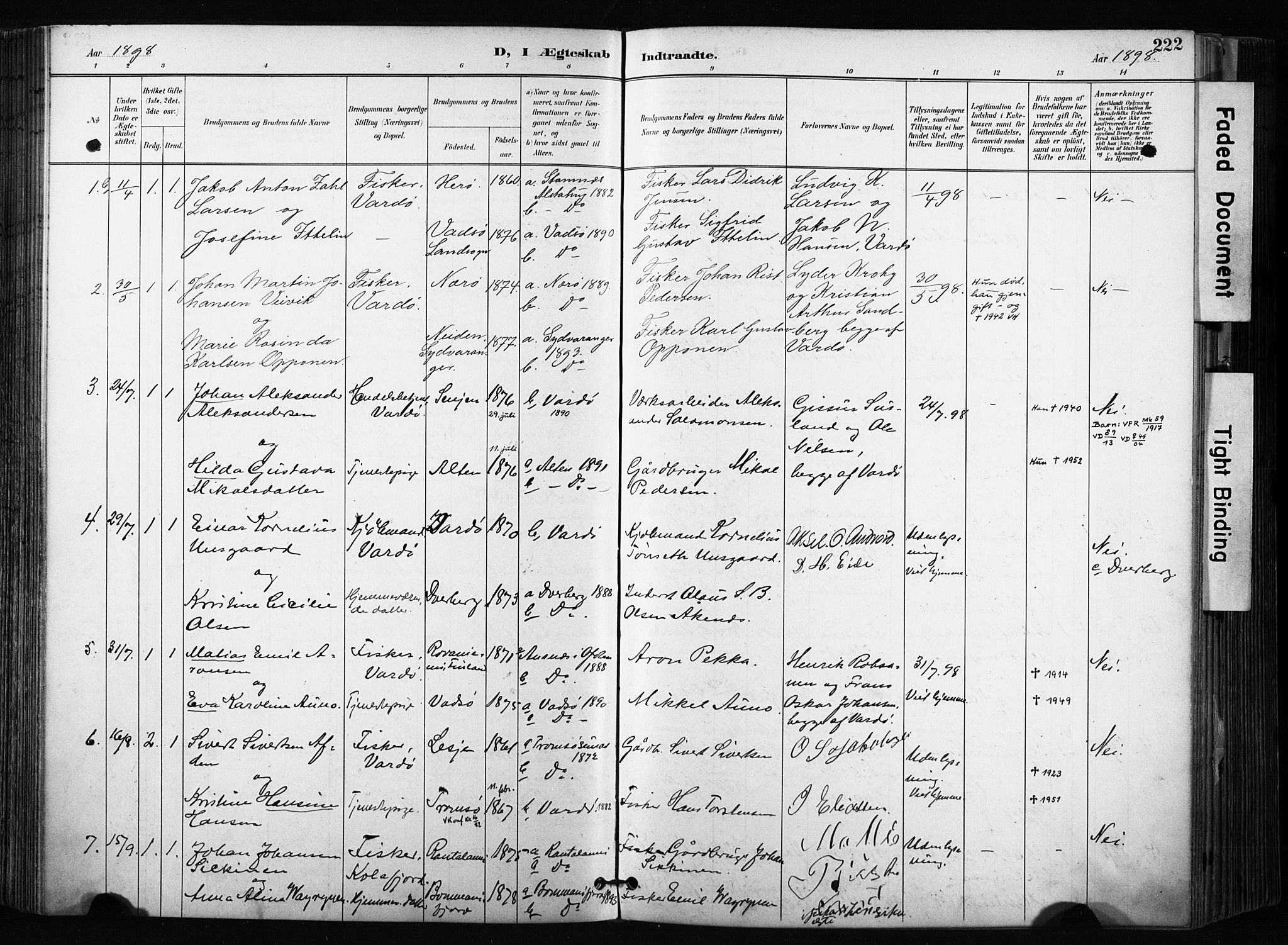 Vardø sokneprestkontor, SATØ/S-1332/H/Ha/L0010kirke: Parish register (official) no. 10, 1895-1907, p. 222