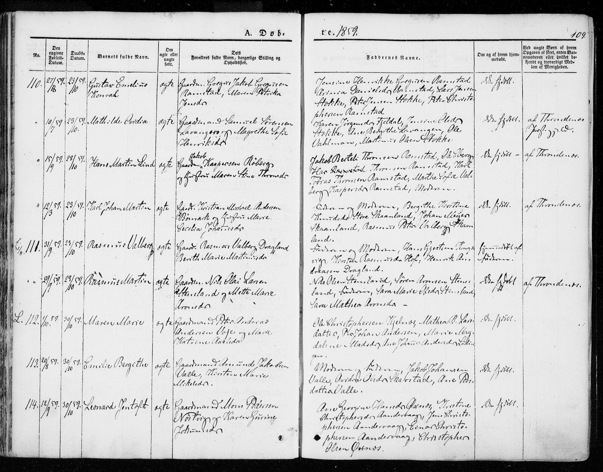 Ministerialprotokoller, klokkerbøker og fødselsregistre - Nordland, AV/SAT-A-1459/872/L1033: Parish register (official) no. 872A08, 1840-1863, p. 109