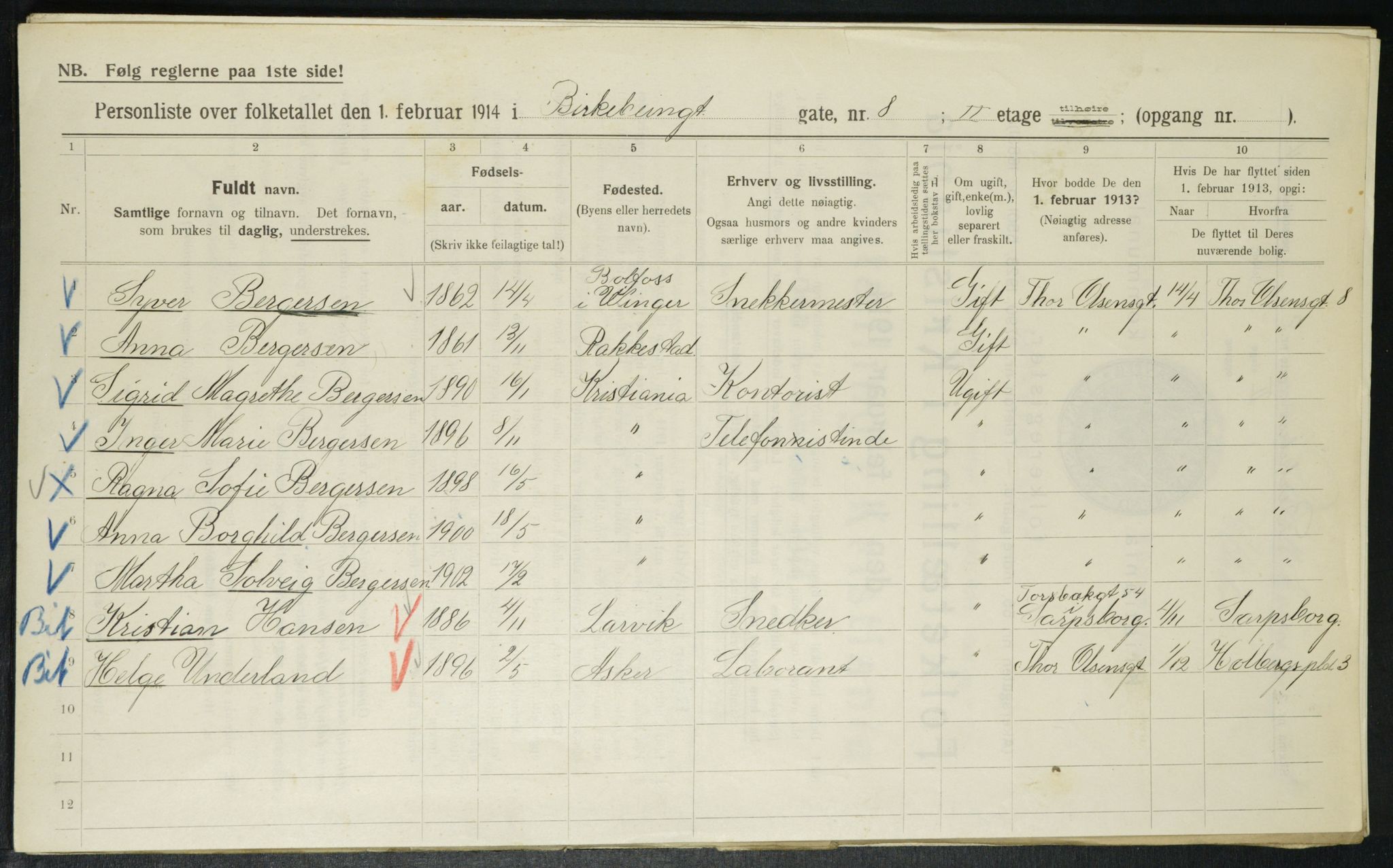 OBA, Municipal Census 1914 for Kristiania, 1914, p. 4963
