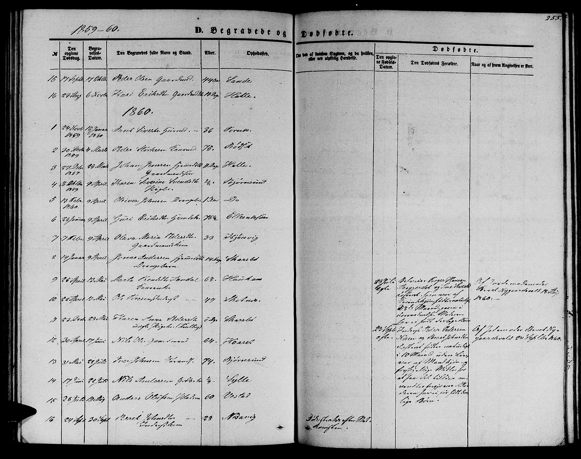 Ministerialprotokoller, klokkerbøker og fødselsregistre - Møre og Romsdal, SAT/A-1454/565/L0753: Parish register (copy) no. 565C02, 1845-1870, p. 255