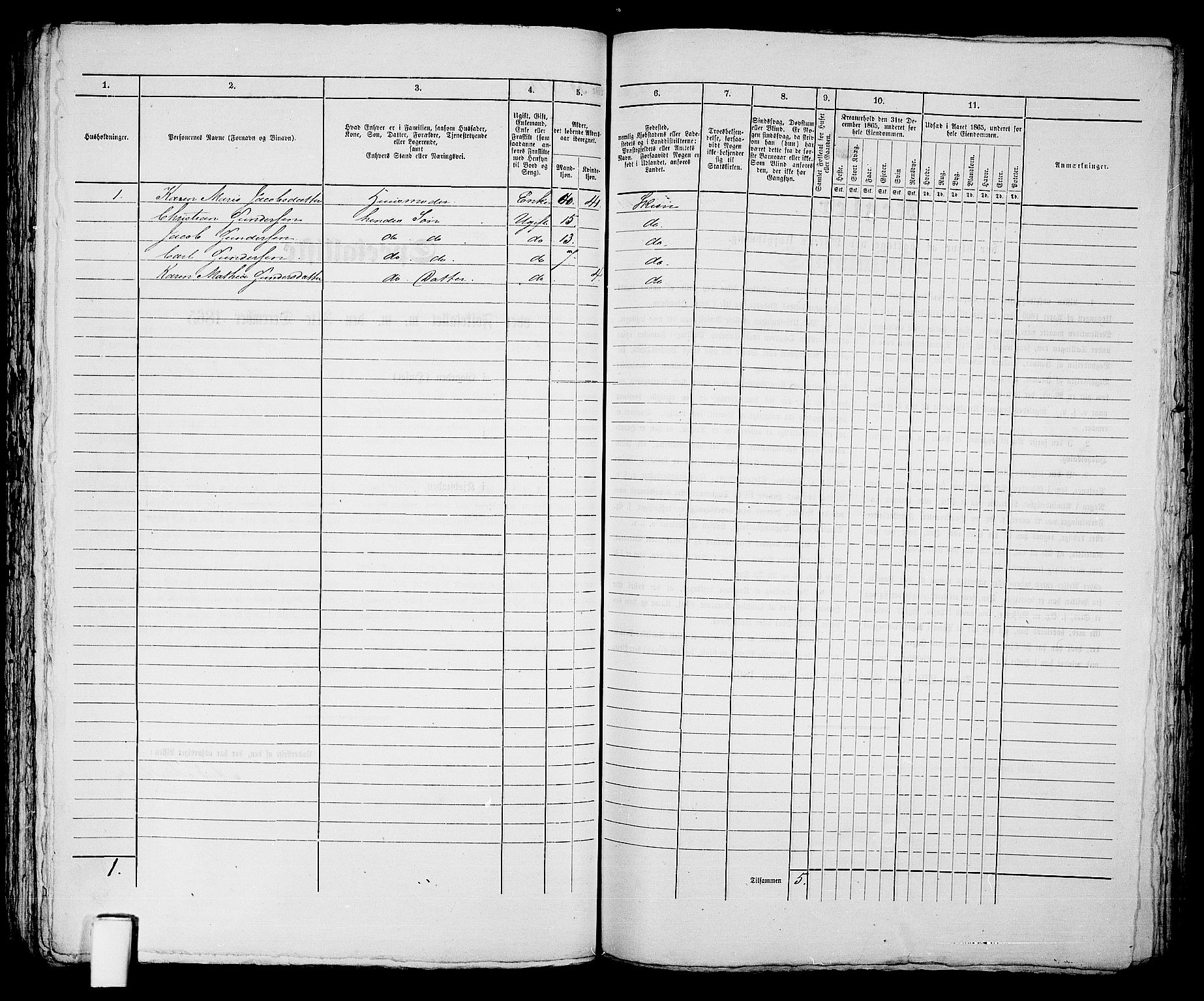 RA, 1865 census for Skien, 1865, p. 647