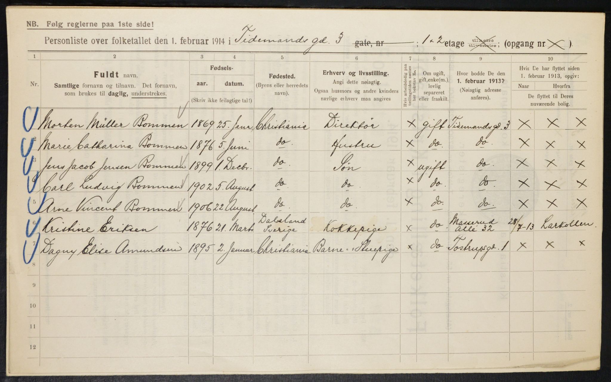 OBA, Municipal Census 1914 for Kristiania, 1914, p. 112258