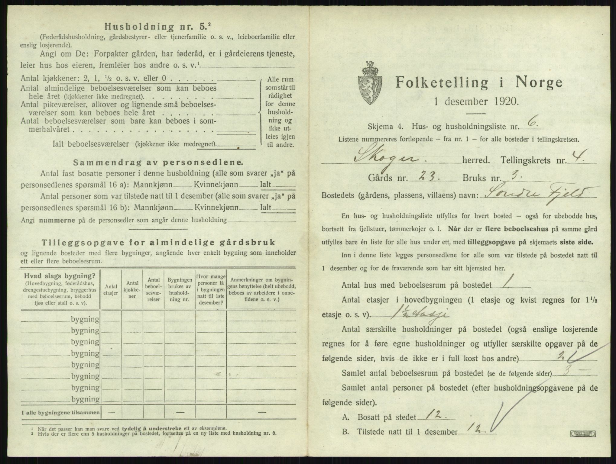 SAKO, 1920 census for Skoger, 1920, p. 892