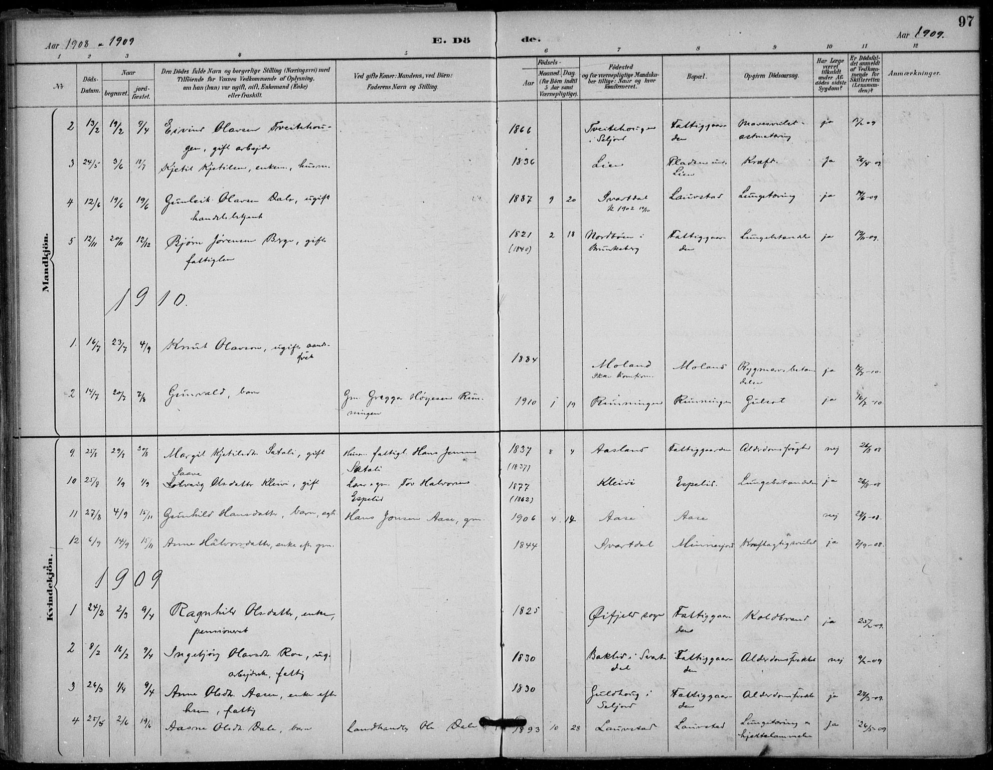 Seljord kirkebøker, SAKO/A-20/F/Fb/L0002: Parish register (official) no. II 2, 1887-1917, p. 97