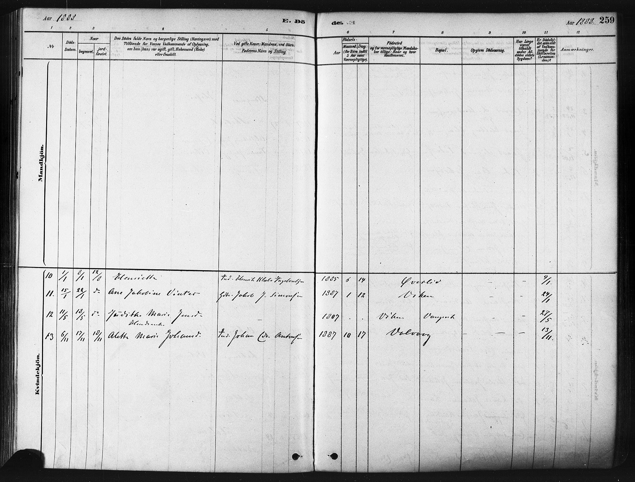 Tranøy sokneprestkontor, SATØ/S-1313/I/Ia/Iaa/L0009kirke: Parish register (official) no. 9, 1878-1904, p. 259