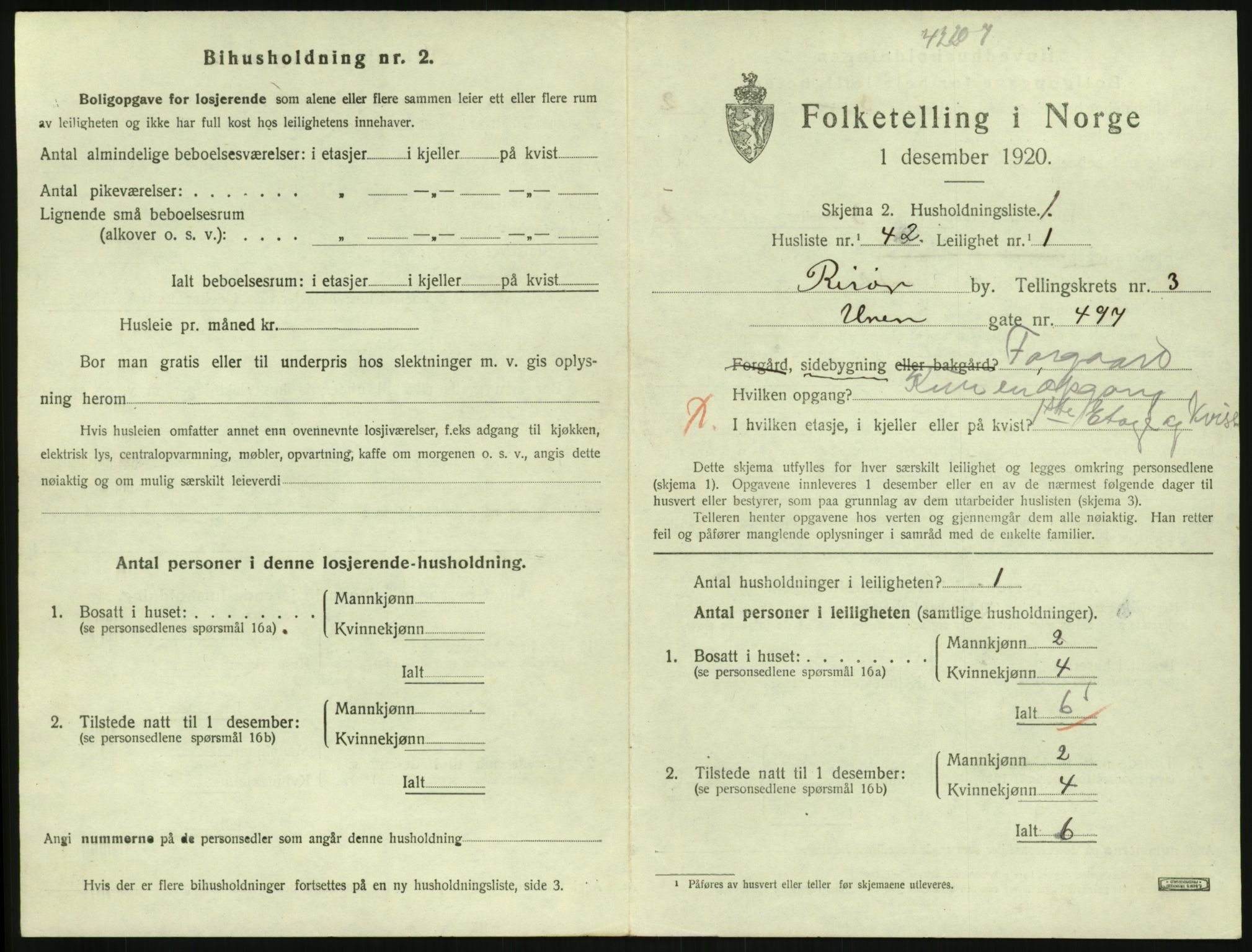 SAK, 1920 census for Risør, 1920, p. 2635