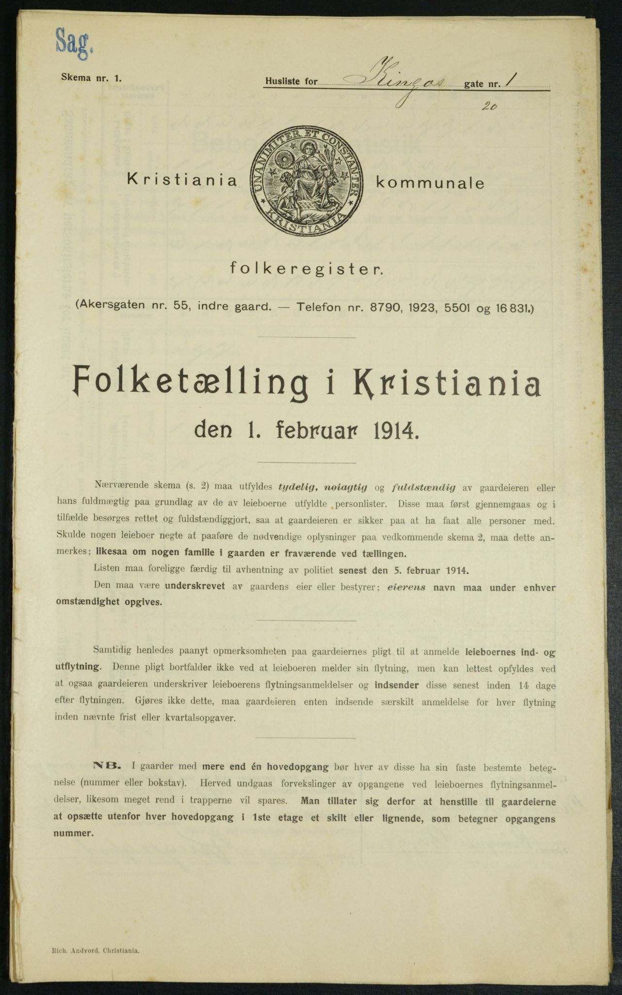 OBA, Municipal Census 1914 for Kristiania, 1914, p. 49490