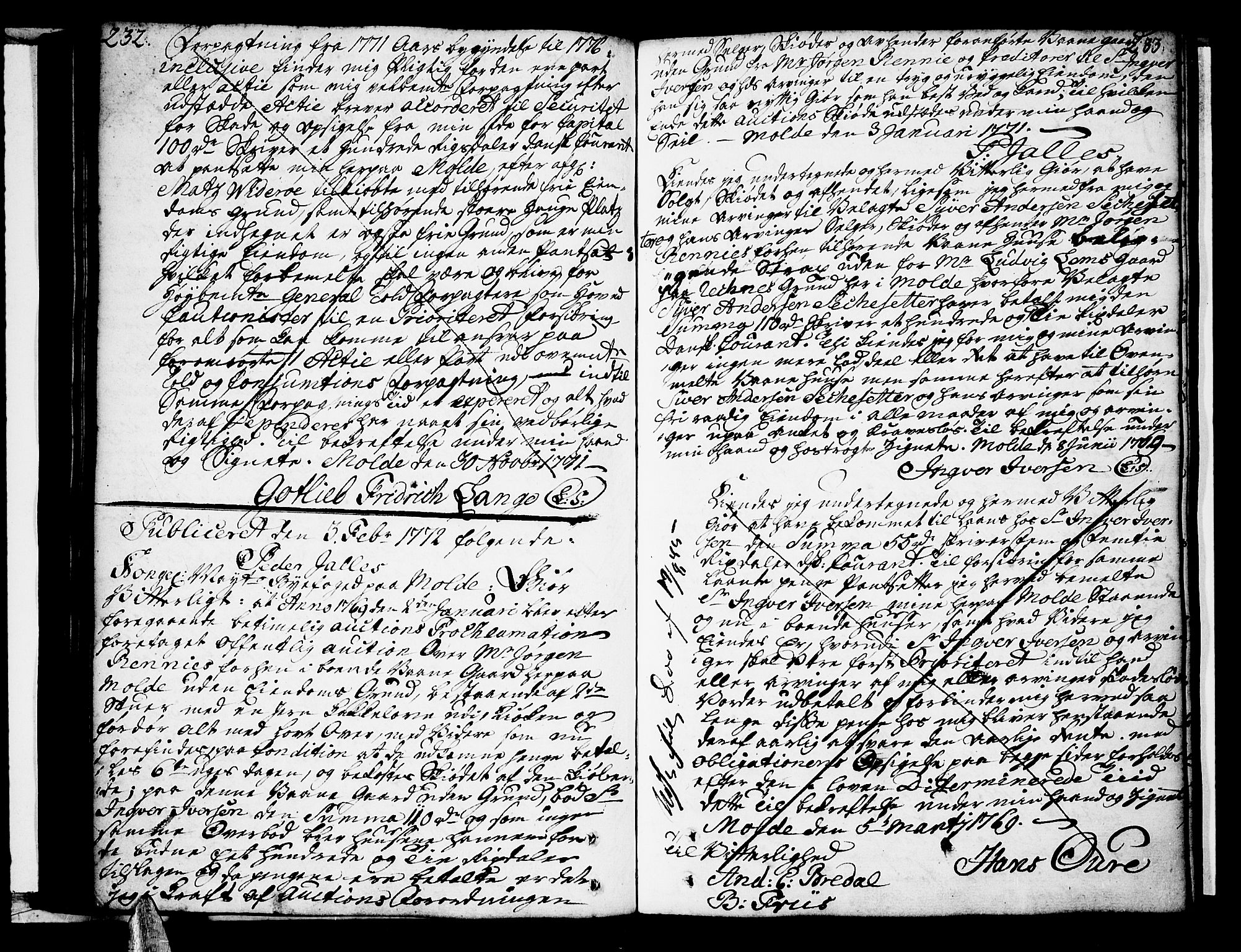 Molde byfogd, SAT/A-0025/2/2C/L0001: Mortgage book no. 1, 1748-1823, p. 232-233