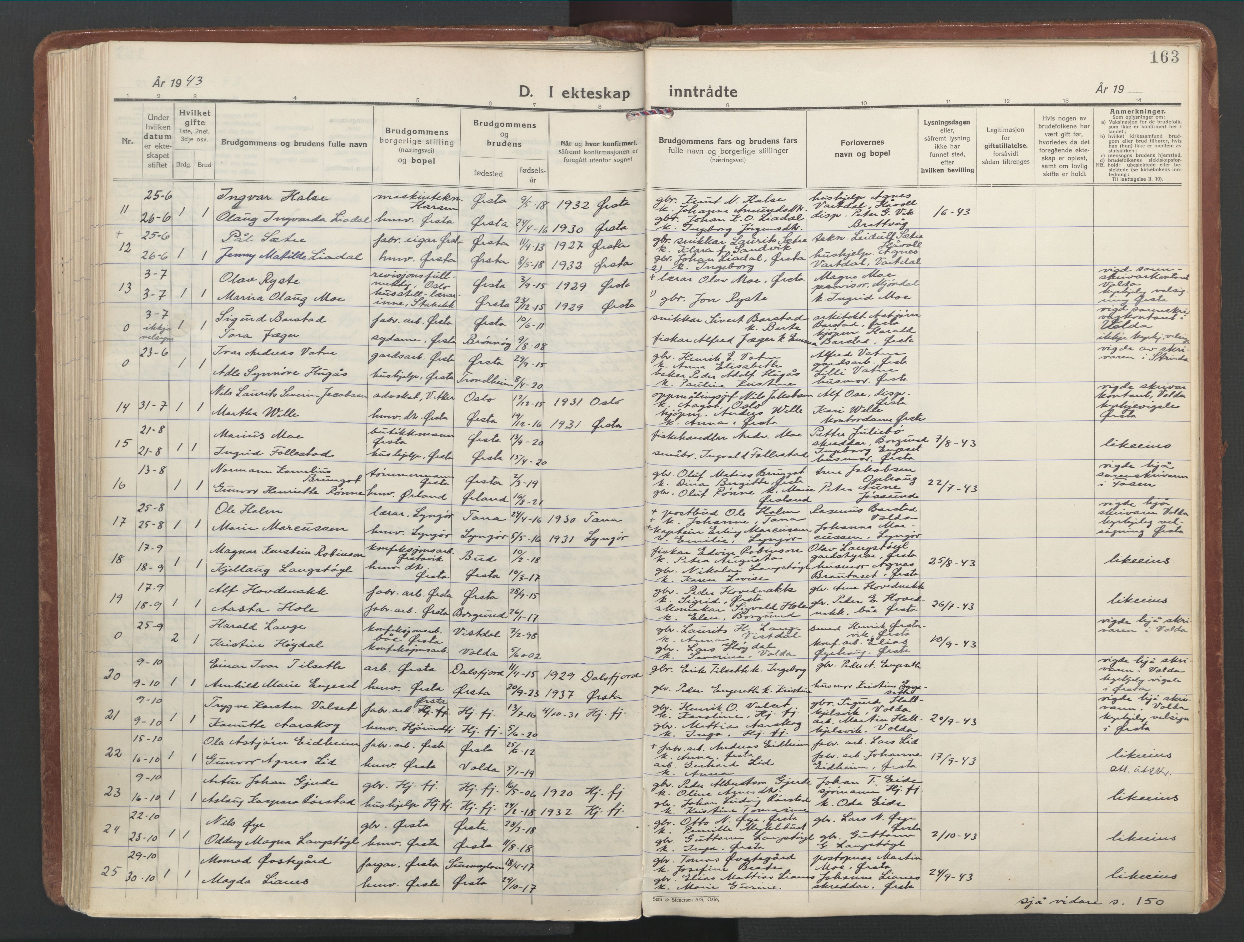 Ministerialprotokoller, klokkerbøker og fødselsregistre - Møre og Romsdal, AV/SAT-A-1454/513/L0181: Parish register (official) no. 513A08, 1930-1943, p. 163