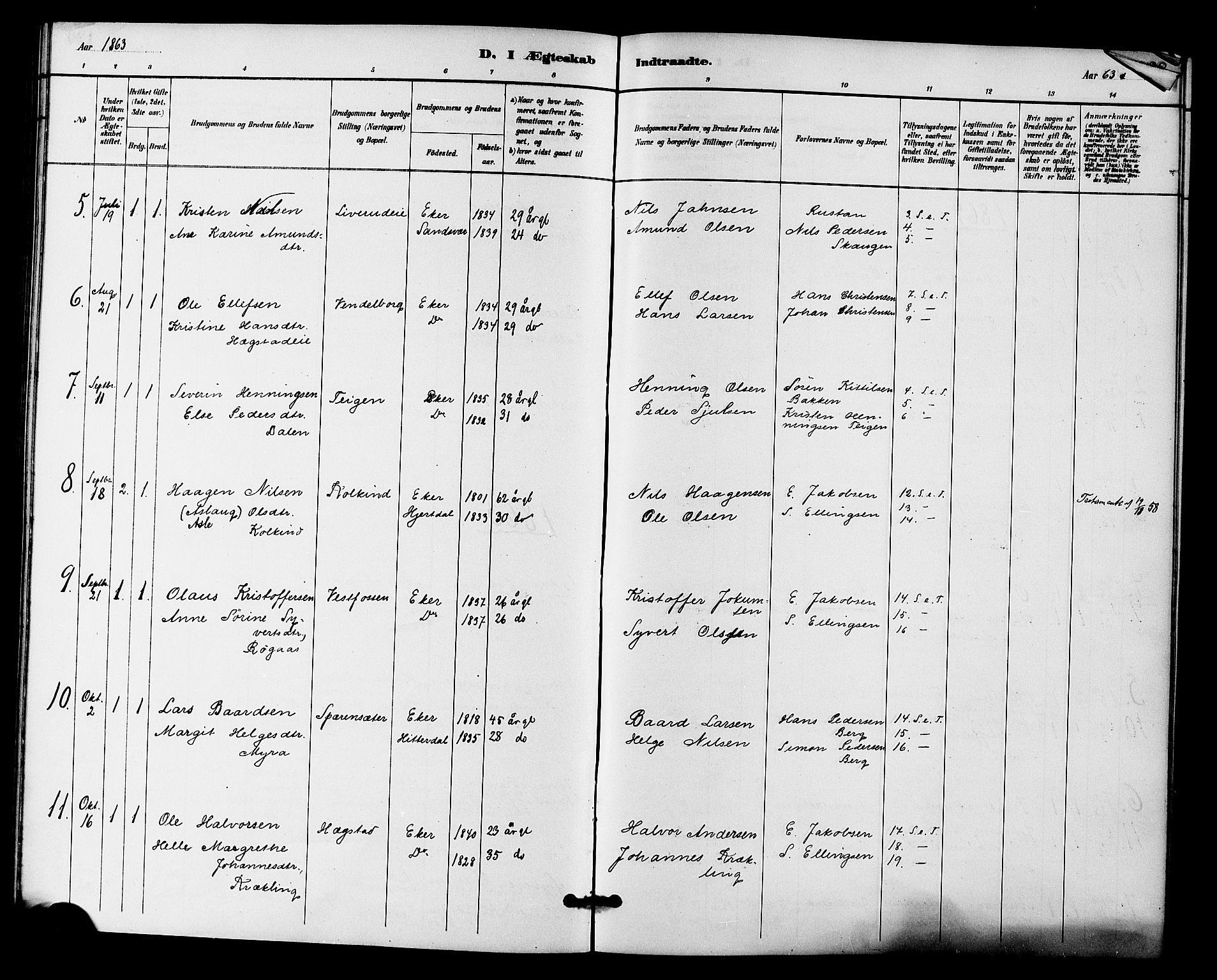 Fiskum kirkebøker, SAKO/A-15/F/Fa/L0001: Parish register (official) no. 1, 1858-1877, p. 127
