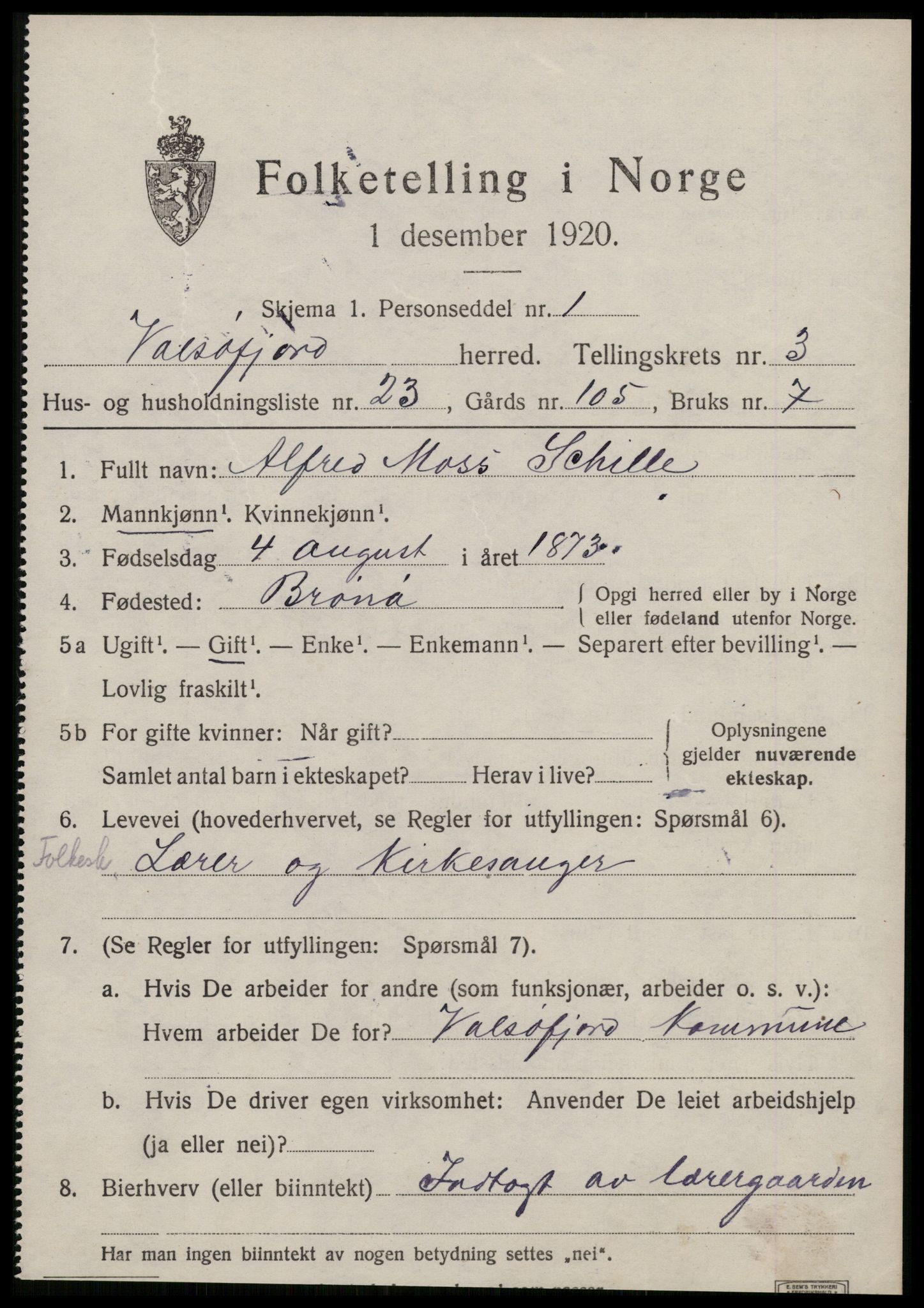 SAT, 1920 census for Valsøyfjord, 1920, p. 1303