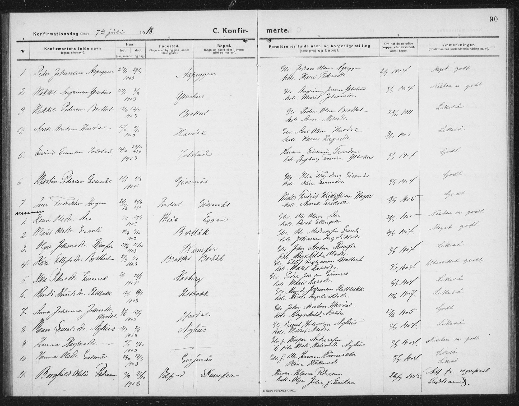 Ministerialprotokoller, klokkerbøker og fødselsregistre - Sør-Trøndelag, SAT/A-1456/675/L0888: Parish register (copy) no. 675C01, 1913-1935, p. 90