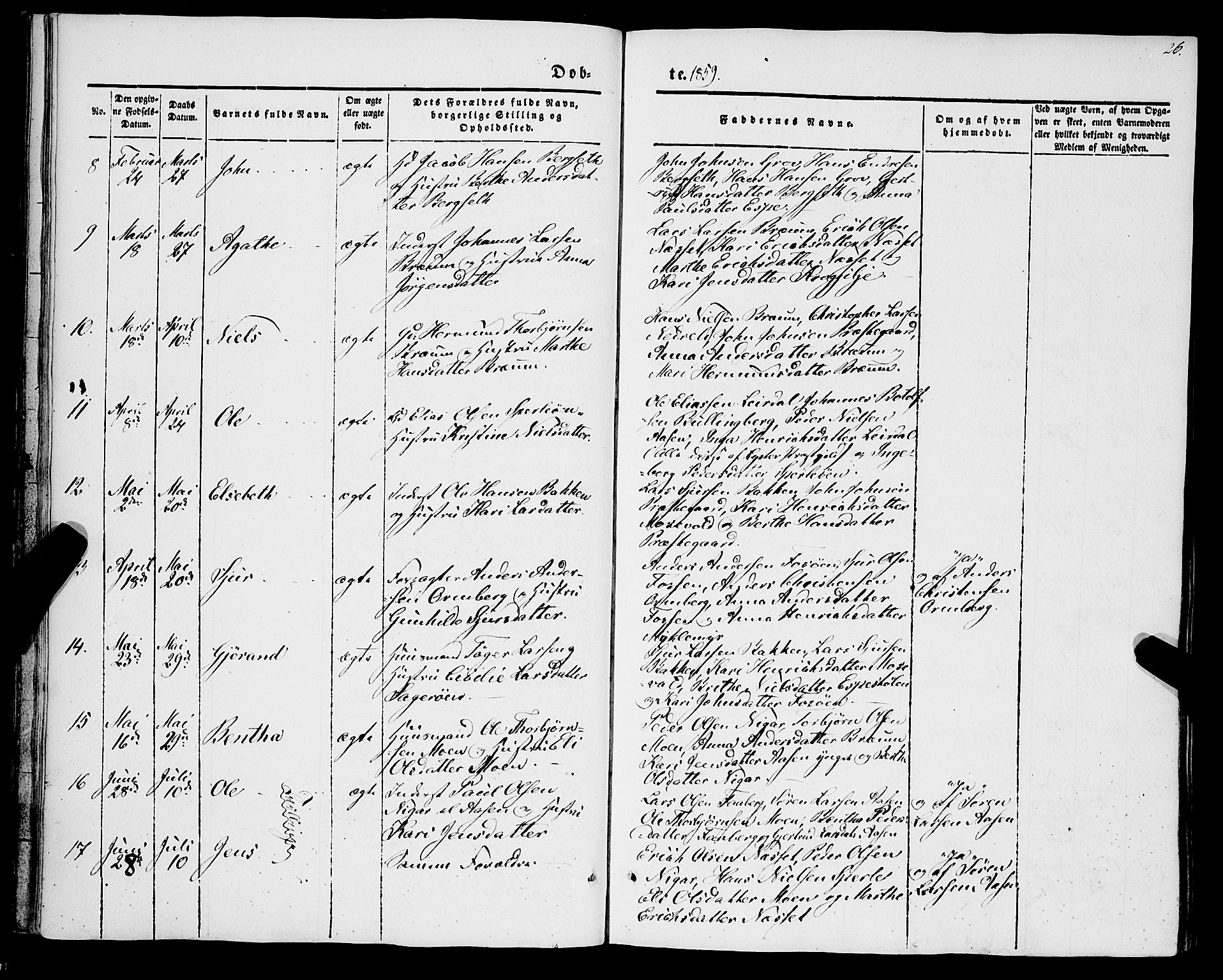 Jostedal sokneprestembete, AV/SAB-A-80601/H/Haa/Haaa/L0005: Parish register (official) no. A 5, 1849-1877, p. 26