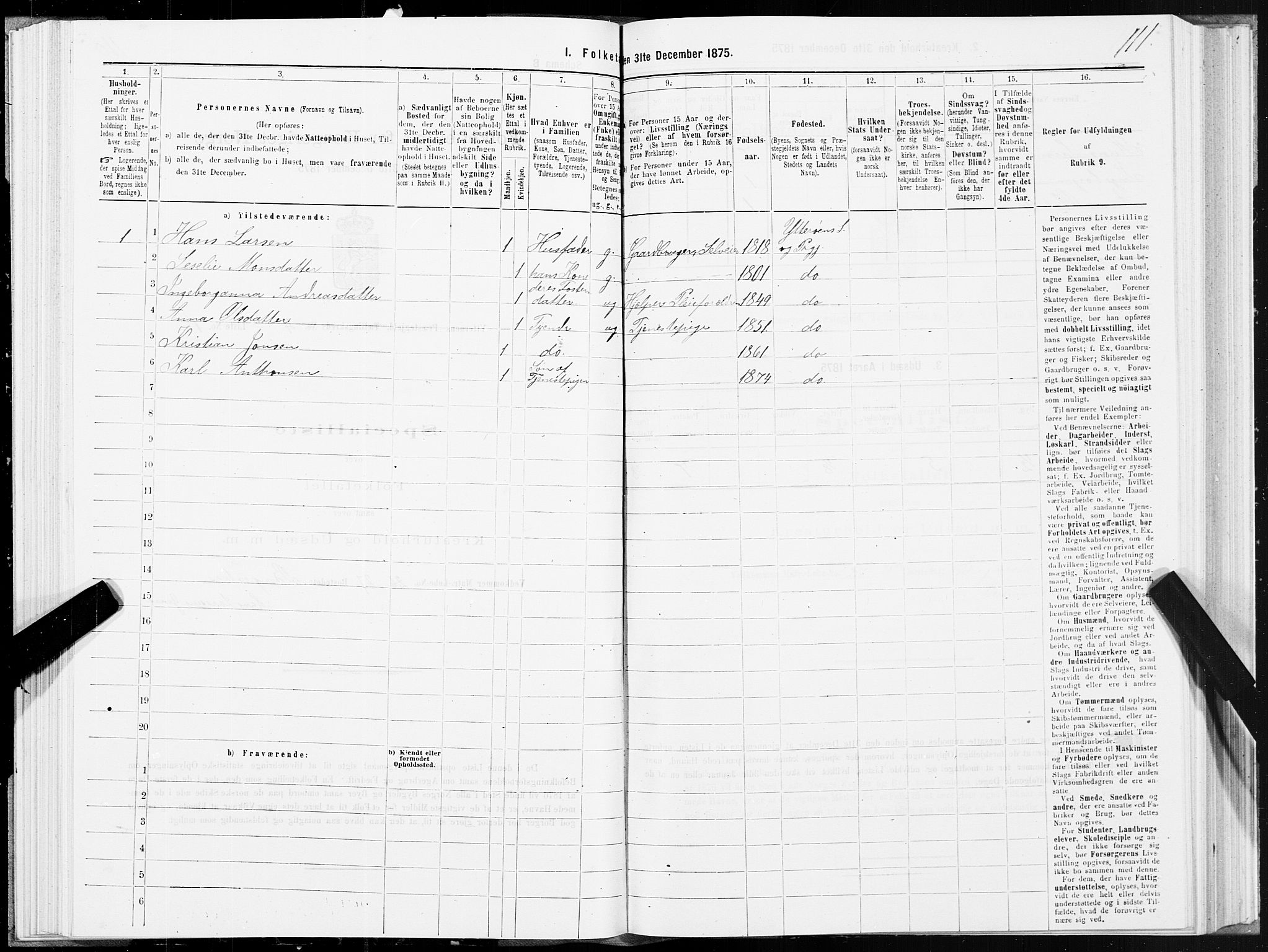 SAT, 1875 census for 1722P Ytterøy, 1875, p. 2111