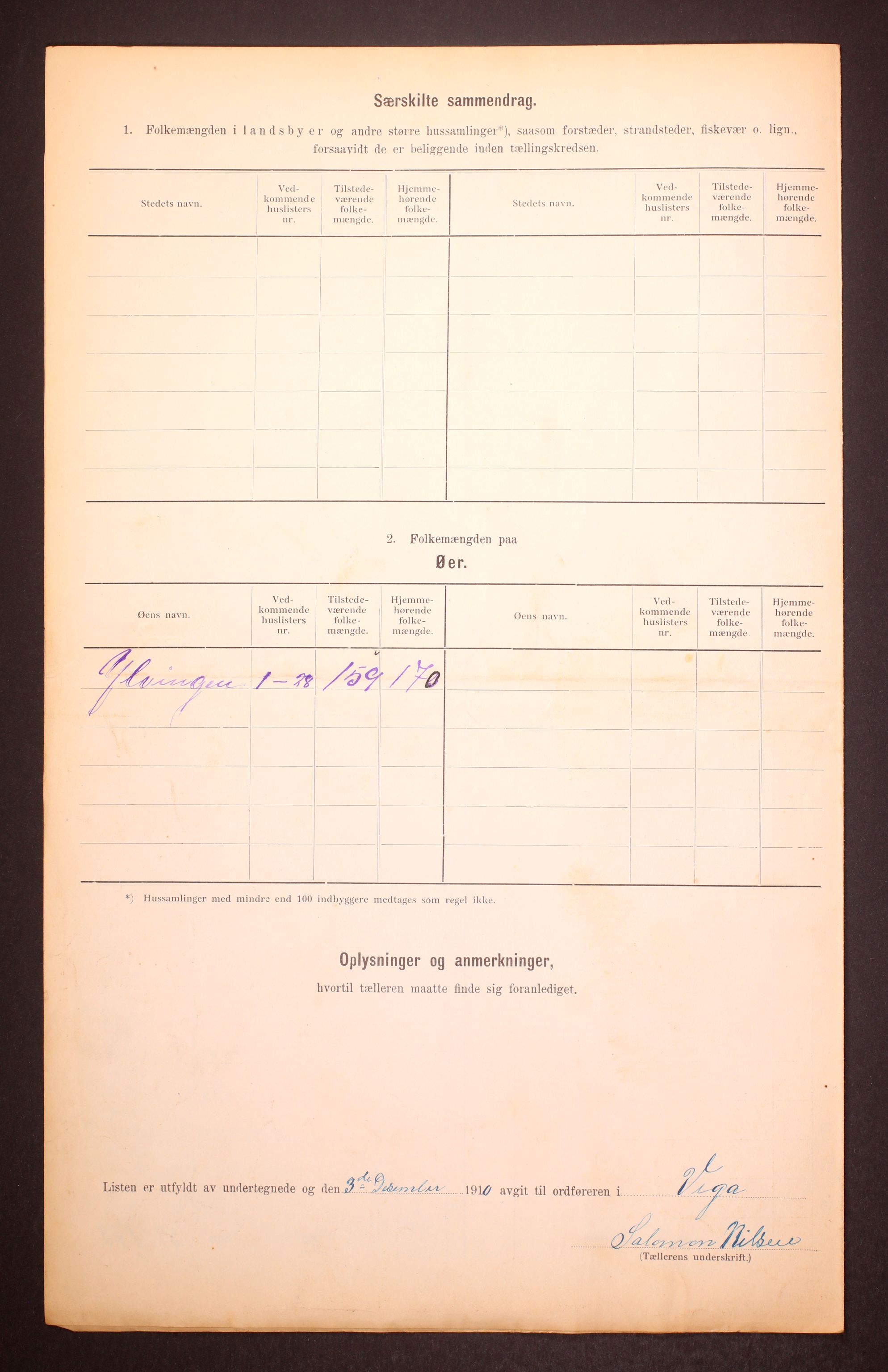 RA, 1910 census for Vega, 1910, p. 6