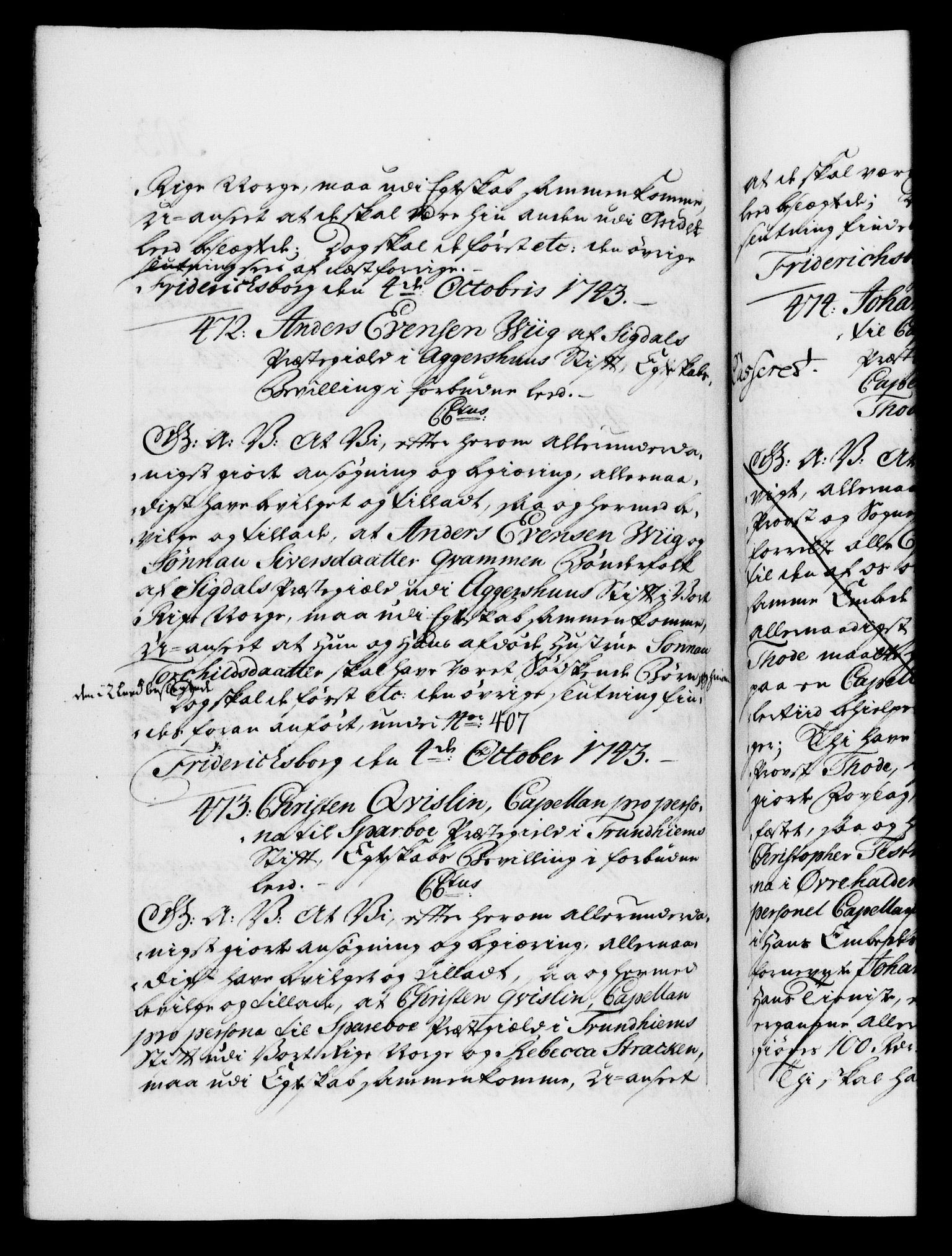 Danske Kanselli 1572-1799, AV/RA-EA-3023/F/Fc/Fca/Fcaa/L0033: Norske registre, 1743-1744, p. 303b