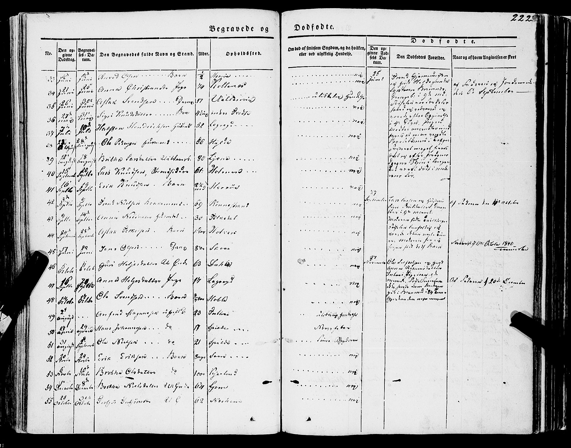 Ulvik sokneprestembete, SAB/A-78801/H/Haa: Parish register (official) no. A 12, 1839-1853, p. 222