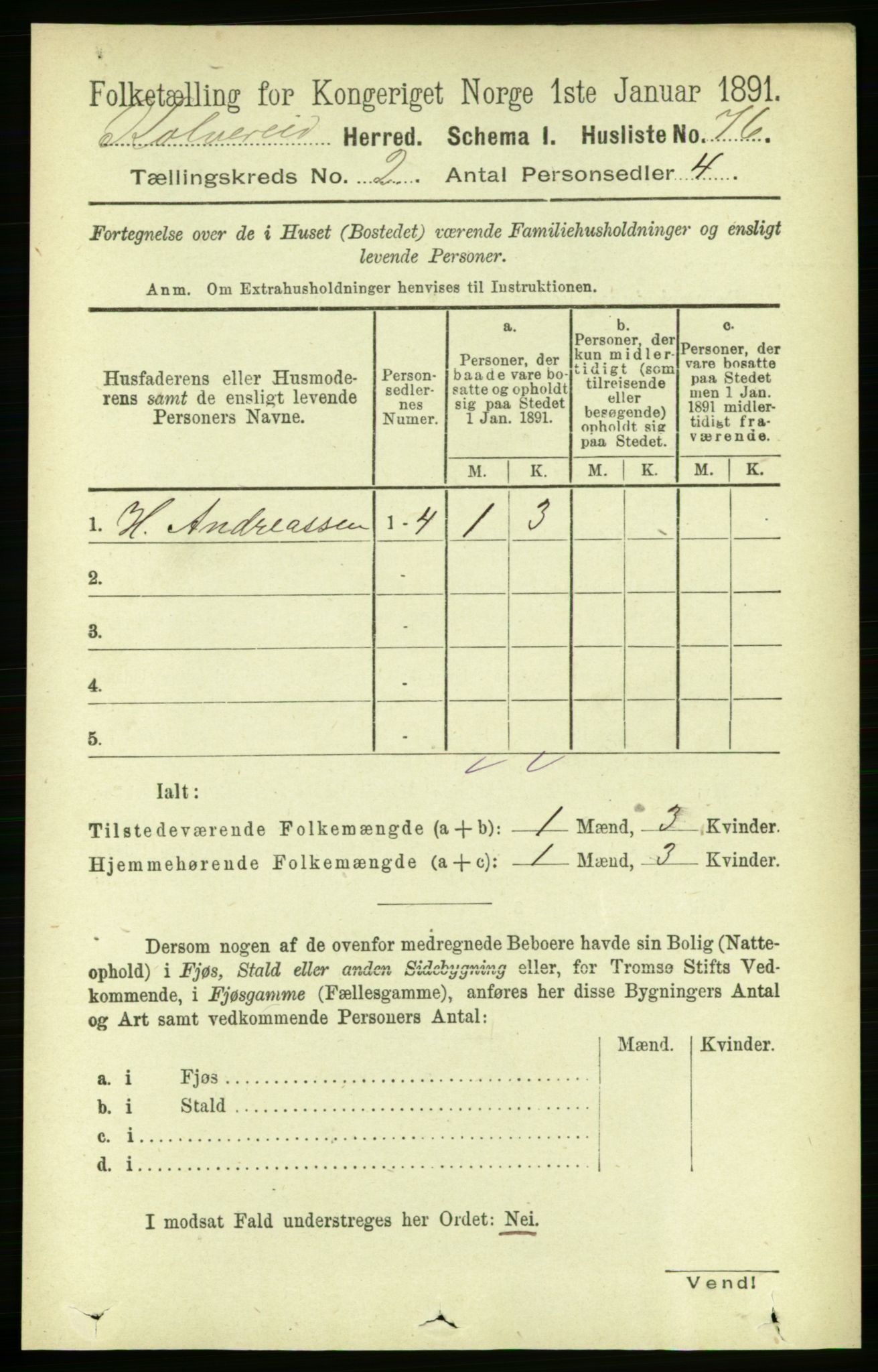 RA, 1891 census for 1752 Kolvereid, 1891, p. 324