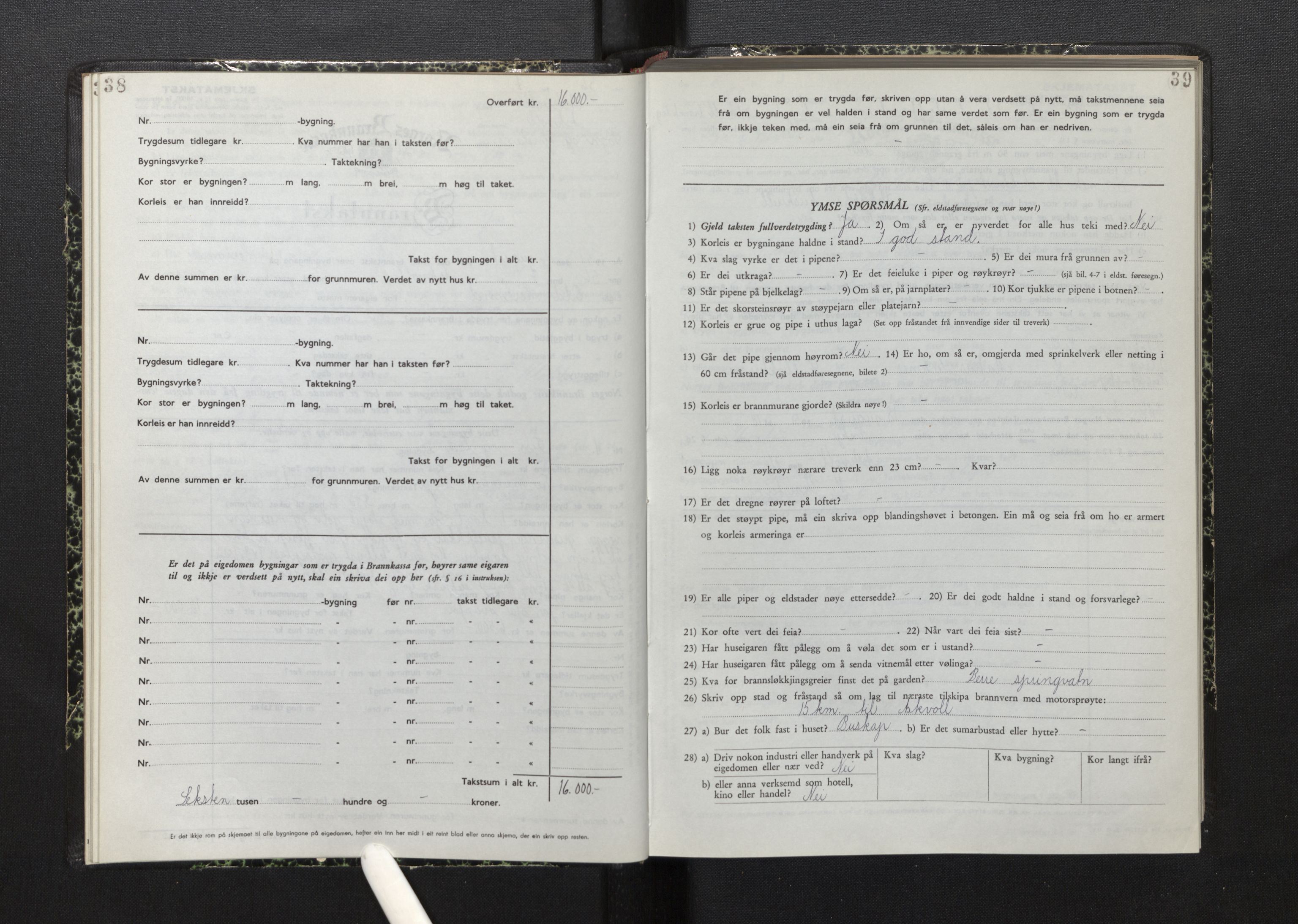 Lensmannen i Askvoll, AV/SAB-A-26301/0012/L0006: Branntakstprotokoll, skjematakst, 1950-1955, p. 38-39