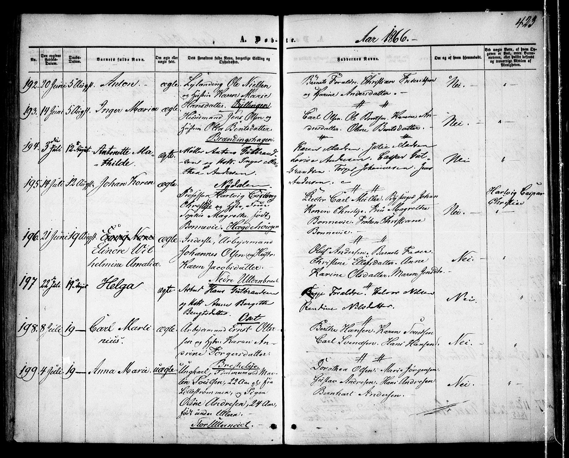 Vestre Aker prestekontor Kirkebøker, AV/SAO-A-10025/F/Fa/L0003: Parish register (official) no. 3, 1857-1868, p. 423