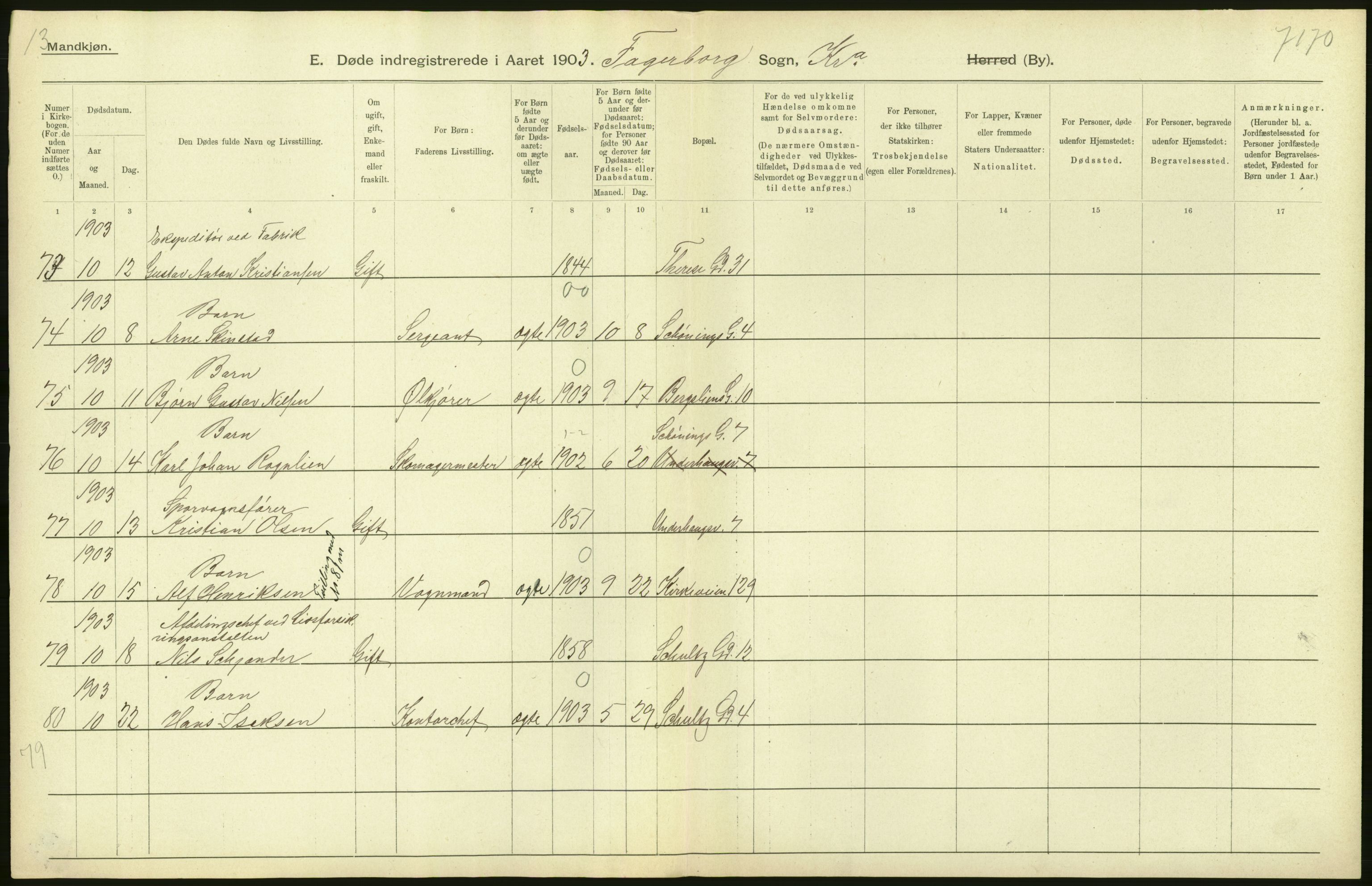 Statistisk sentralbyrå, Sosiodemografiske emner, Befolkning, AV/RA-S-2228/D/Df/Dfa/Dfaa/L0004: Kristiania: Gifte, døde, 1903, p. 28