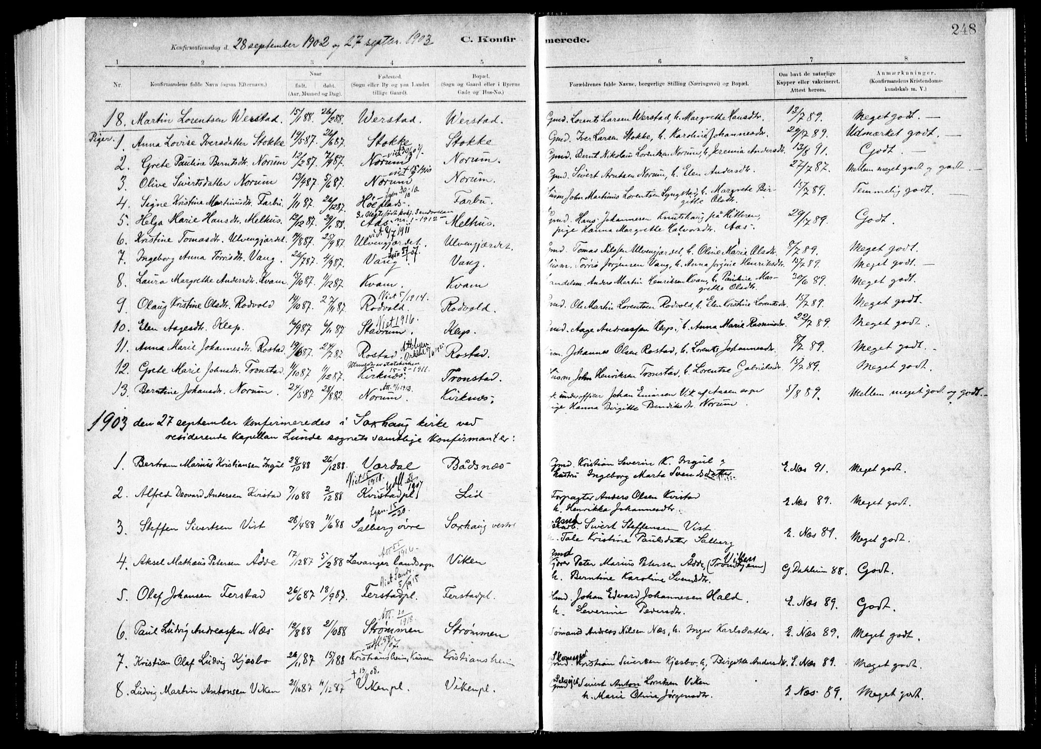 Ministerialprotokoller, klokkerbøker og fødselsregistre - Nord-Trøndelag, SAT/A-1458/730/L0285: Parish register (official) no. 730A10, 1879-1914, p. 248