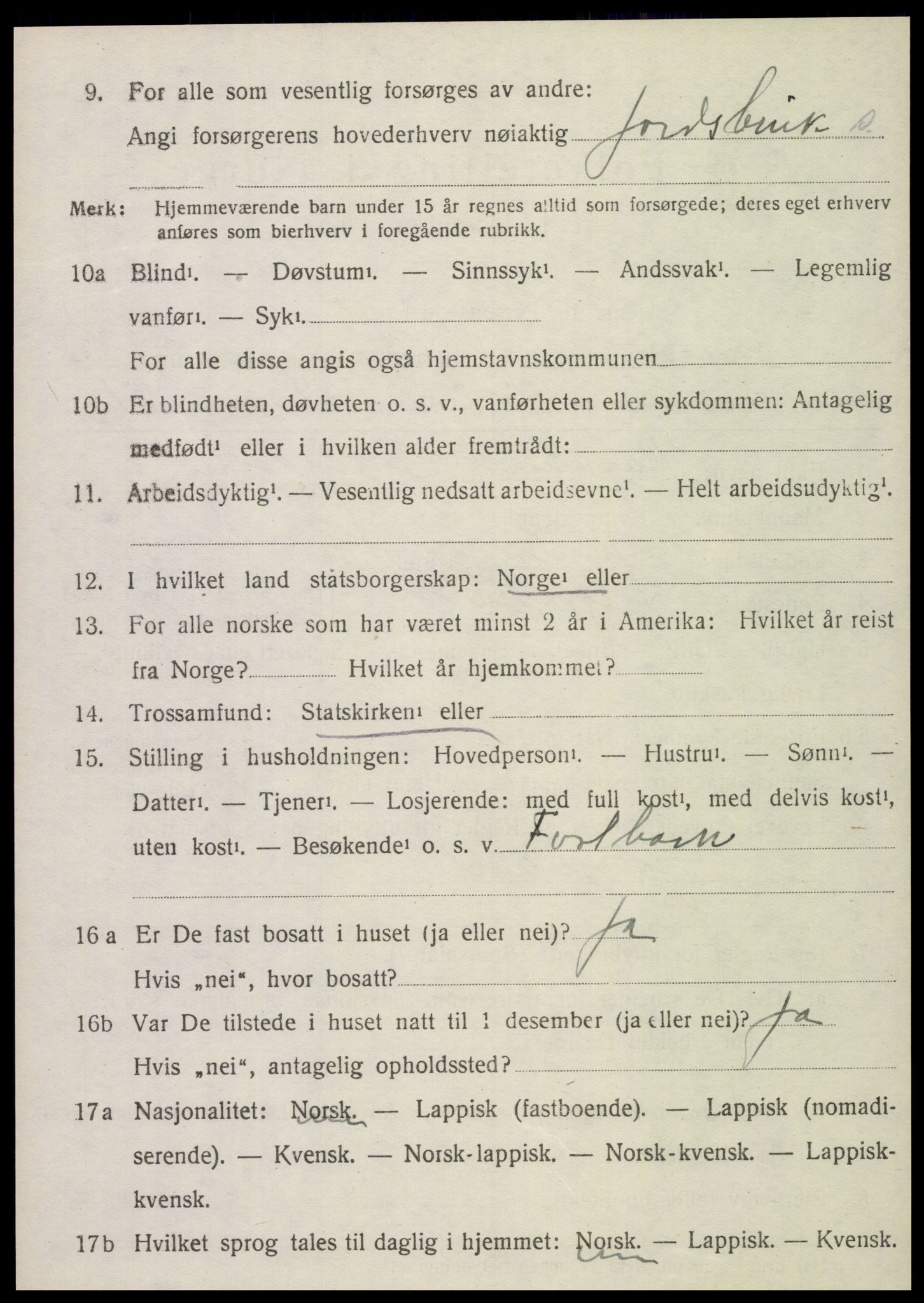SAT, 1920 census for Sparbu, 1920, p. 4796