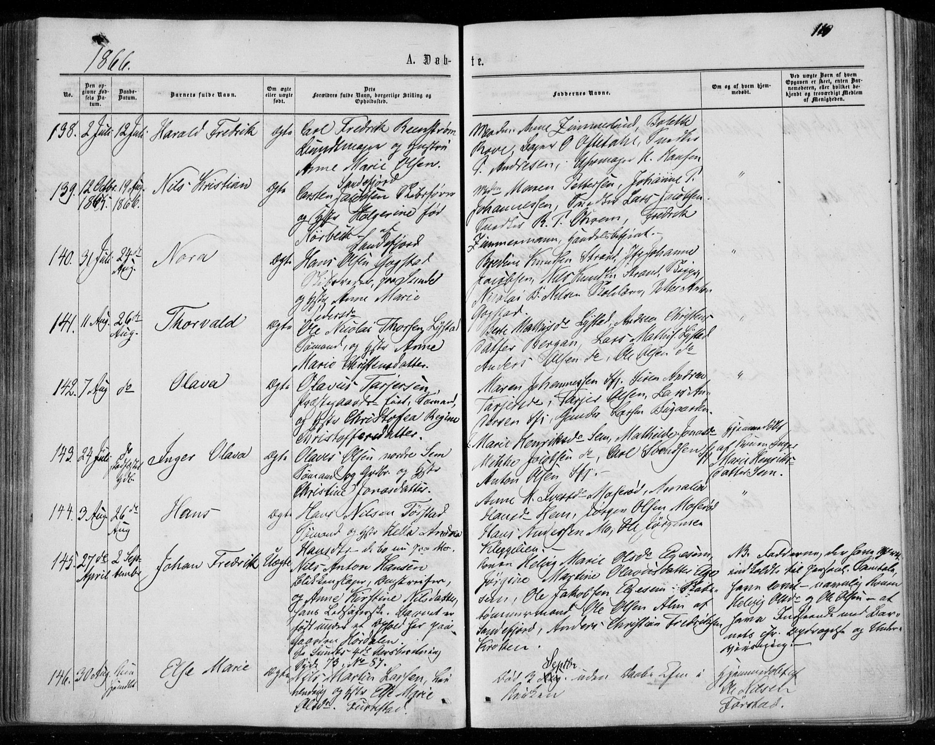 Sandar kirkebøker, SAKO/A-243/F/Fa/L0008: Parish register (official) no. 8, 1862-1871, p. 119