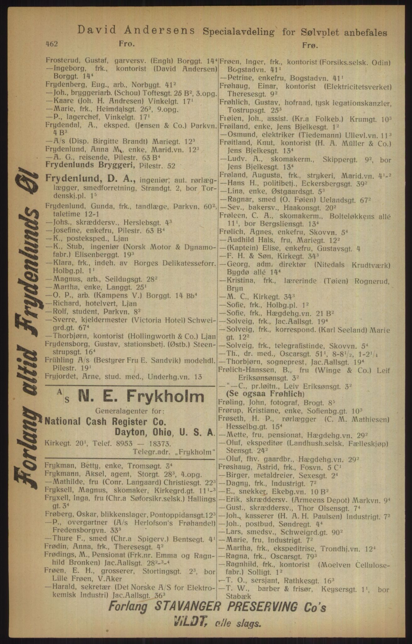 Kristiania/Oslo adressebok, PUBL/-, 1915, p. 462