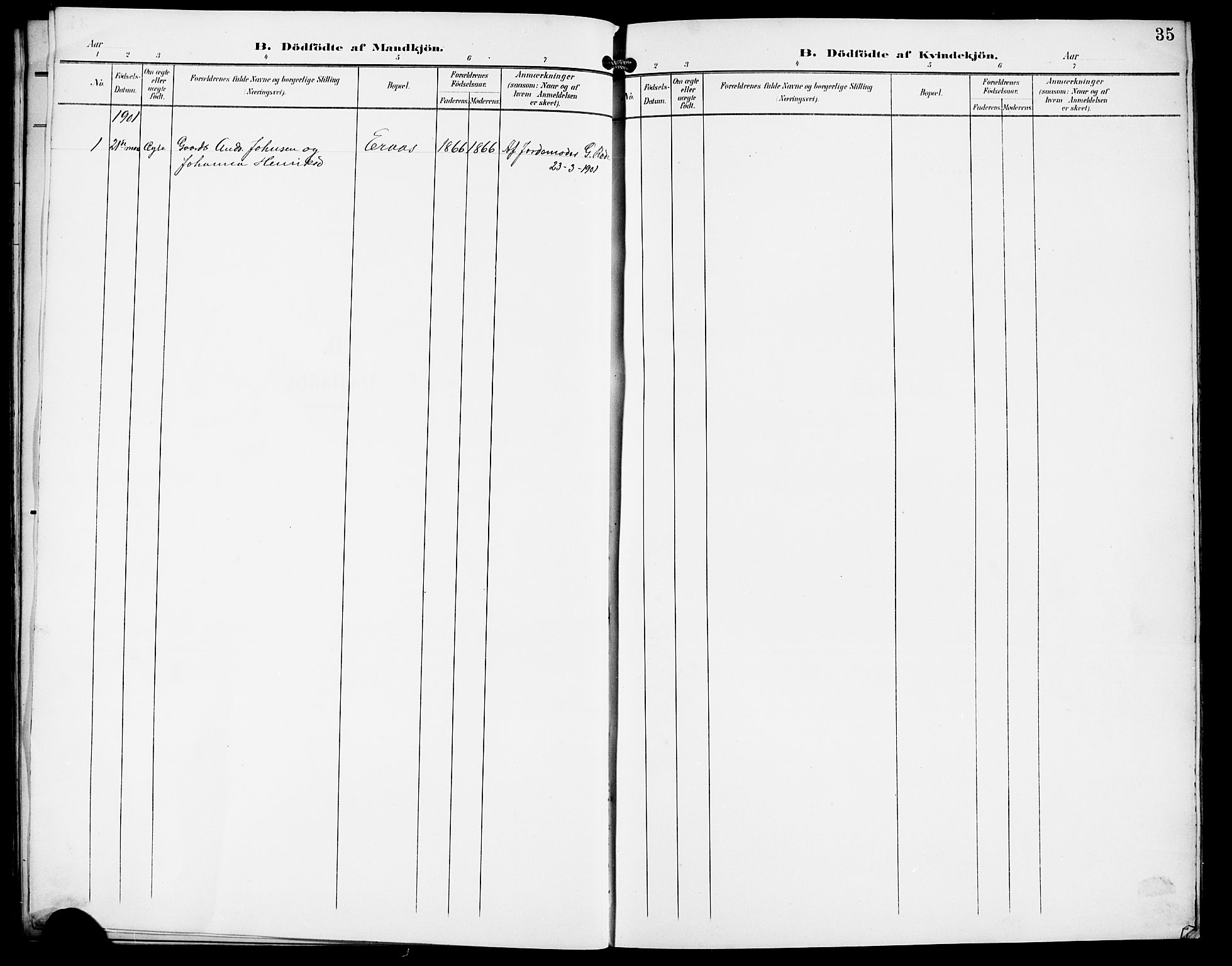 Finnøy sokneprestkontor, AV/SAST-A-101825/H/Ha/Hab/L0005: Parish register (copy) no. B 5, 1891-1916, p. 35