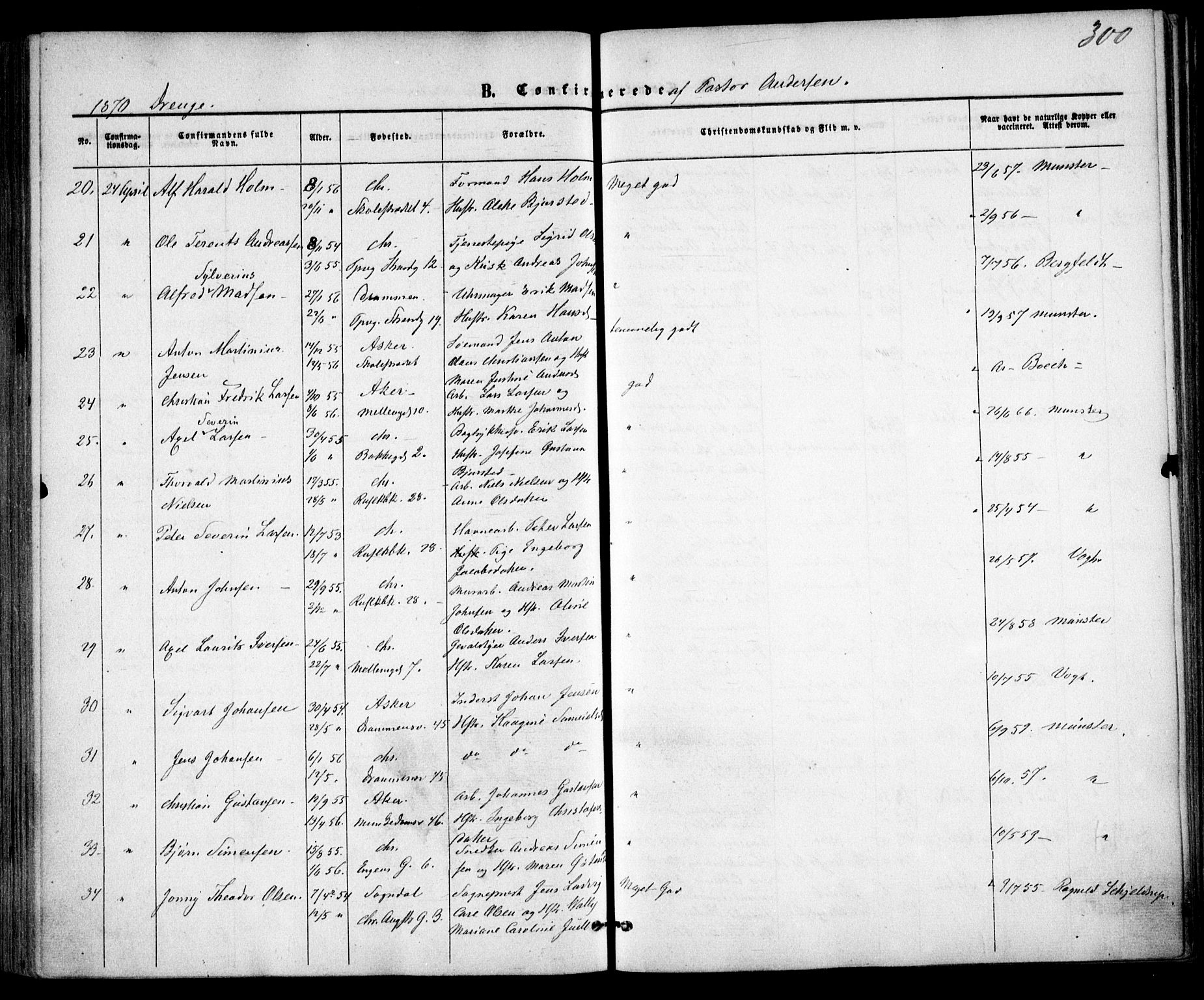 Trefoldighet prestekontor Kirkebøker, AV/SAO-A-10882/F/Fb/L0001: Parish register (official) no. II 1, 1858-1871, p. 300