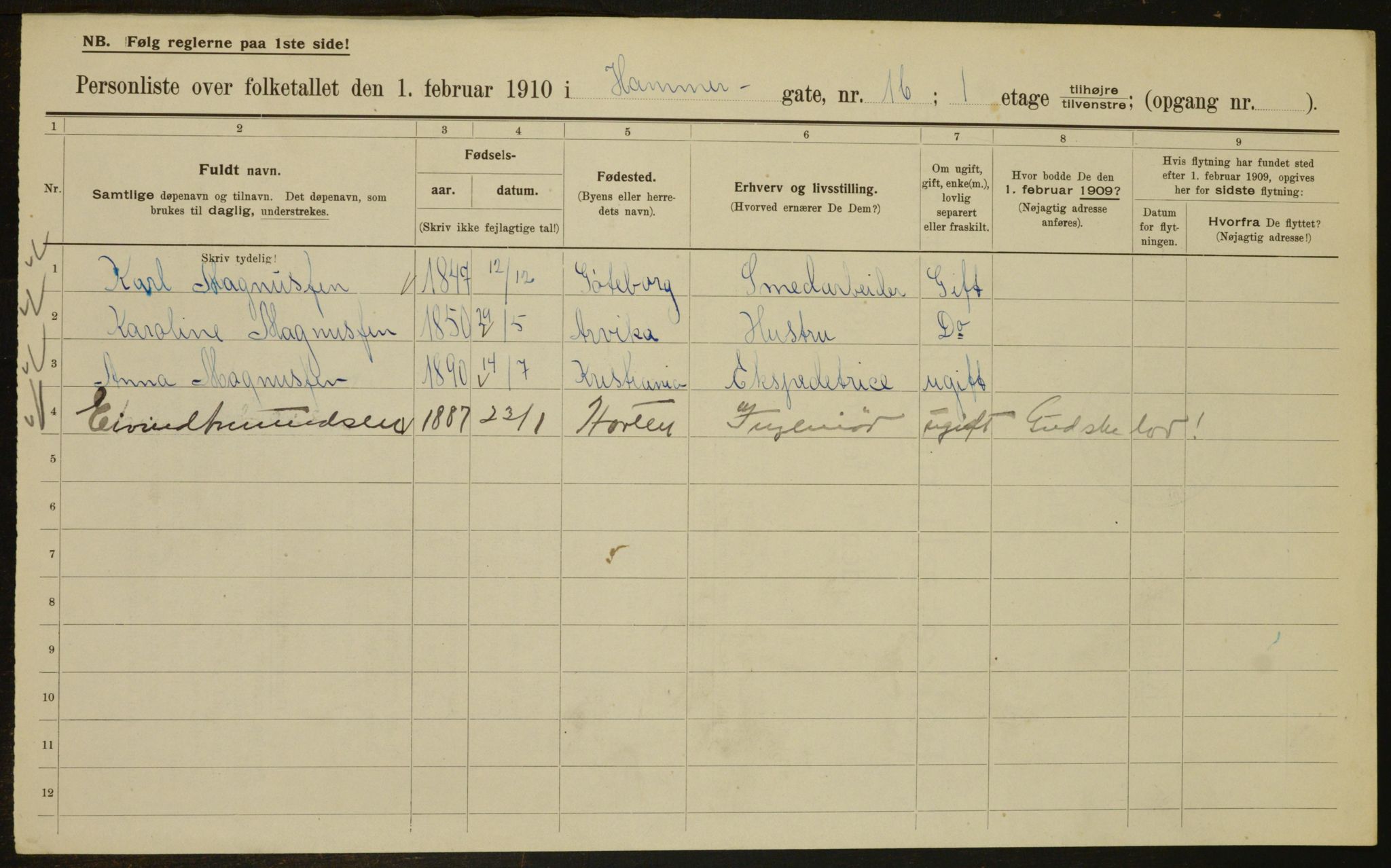 OBA, Municipal Census 1910 for Kristiania, 1910, p. 32232