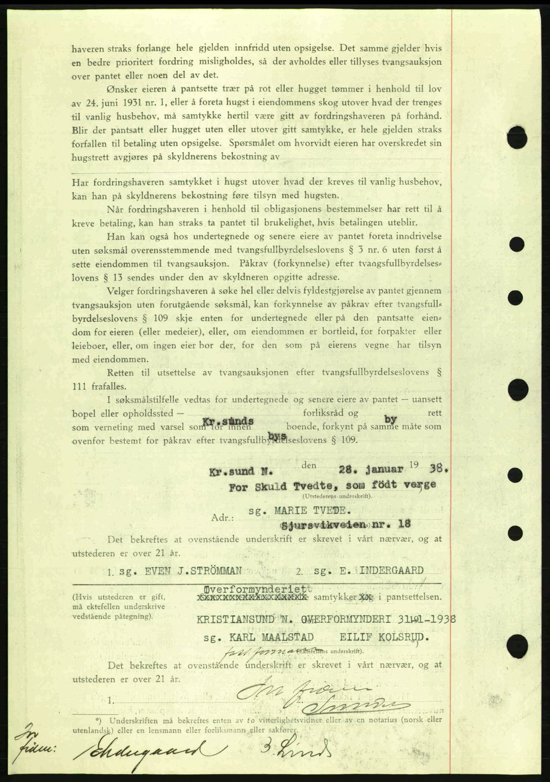Kristiansund byfogd, SAT/A-4587/A/27: Mortgage book no. 31, 1938-1939, Diary no: : 77/1938