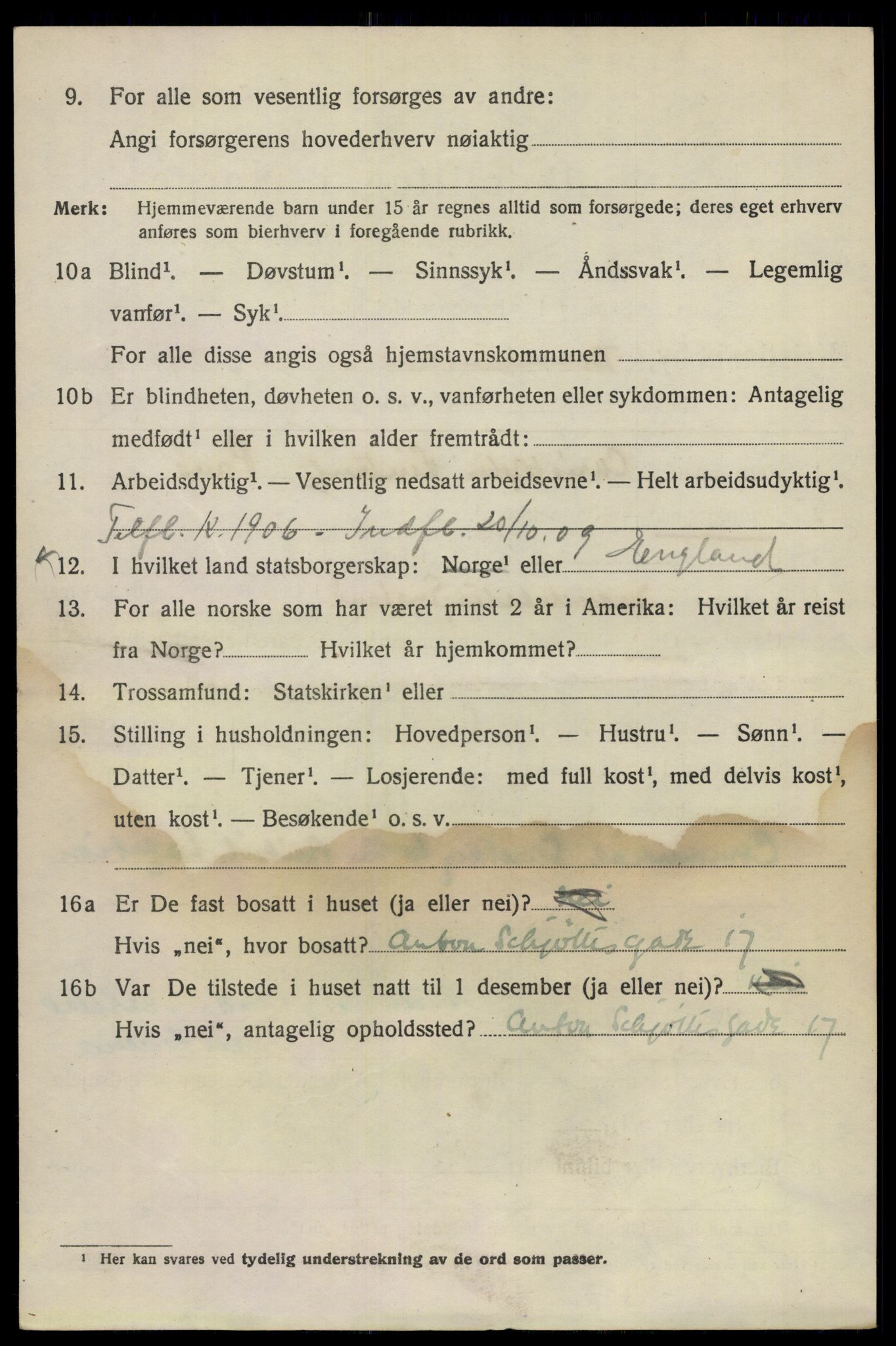 SAO, 1920 census for Kristiania, 1920, p. 141920