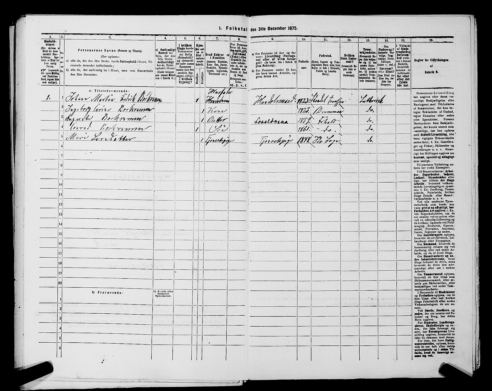 RA, 1875 census for 0101P Fredrikshald, 1875, p. 964