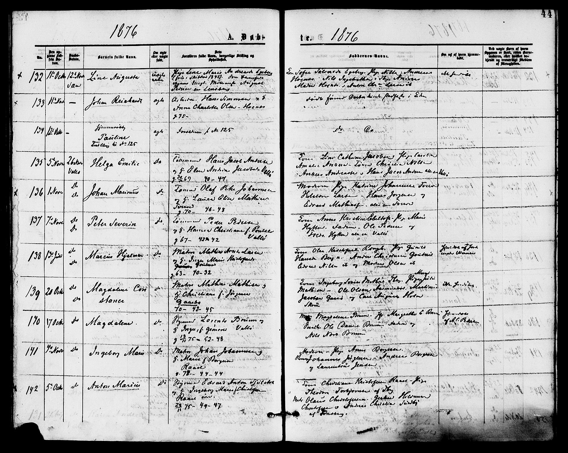 Sem kirkebøker, AV/SAKO-A-5/F/Fa/L0009: Parish register (official) no. I 9, 1874-1877, p. 44