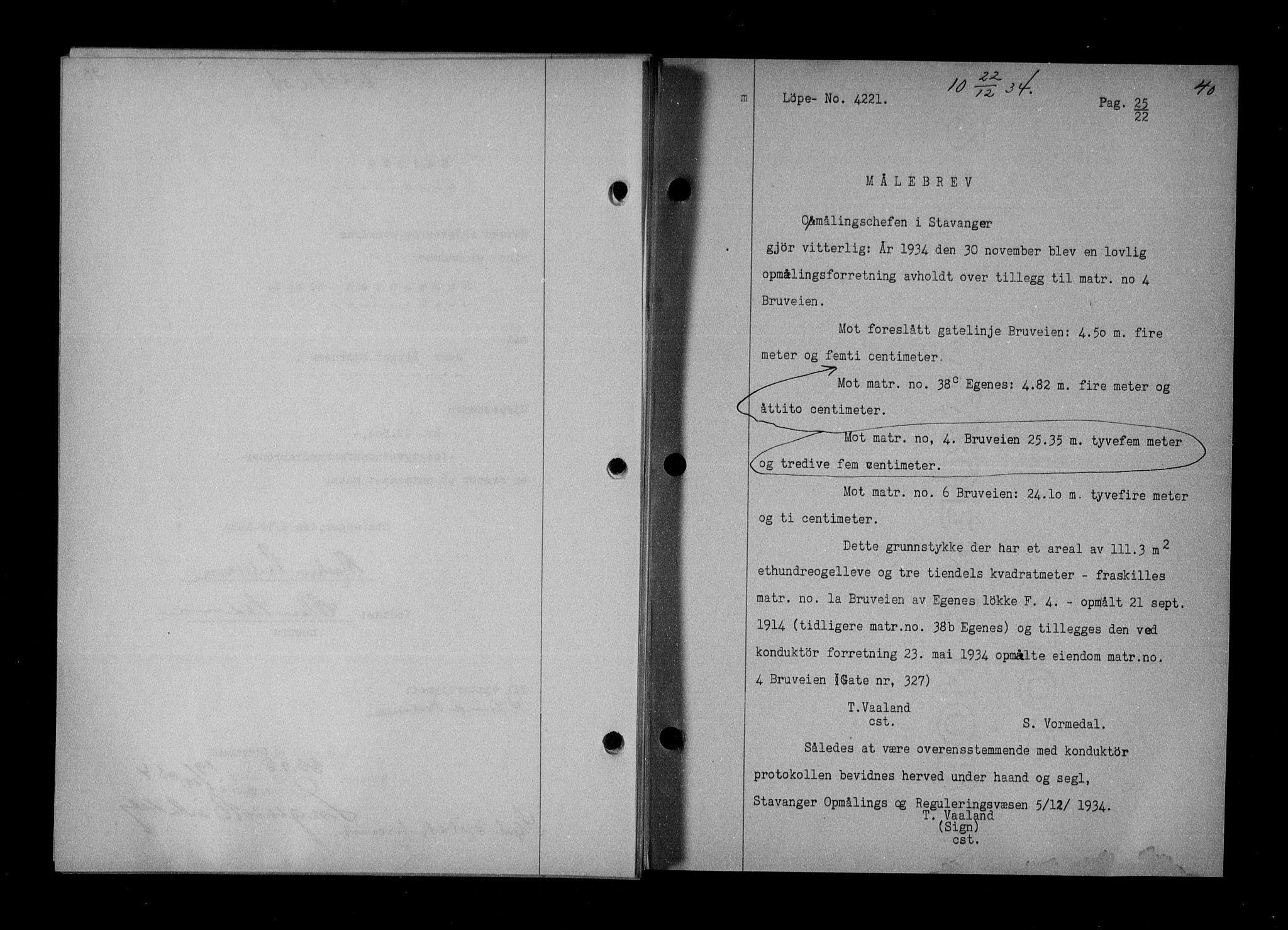 Stavanger byrett, AV/SAST-A-100455/001/4/41/410BB/L0008: Mortgage book no. 58, 1934-1935, Deed date: 22.12.1934