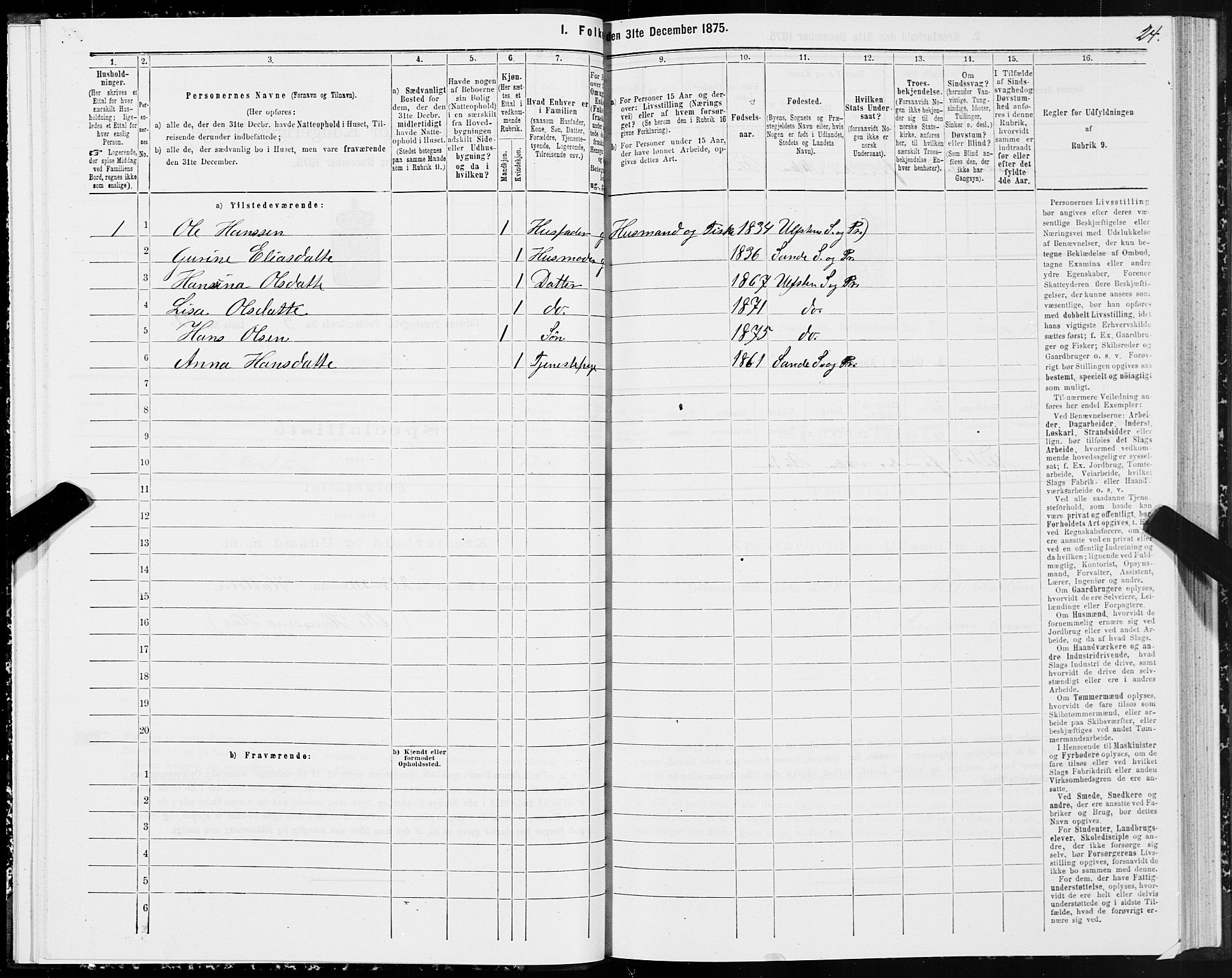 SAT, 1875 census for 1516P Ulstein, 1875, p. 2024