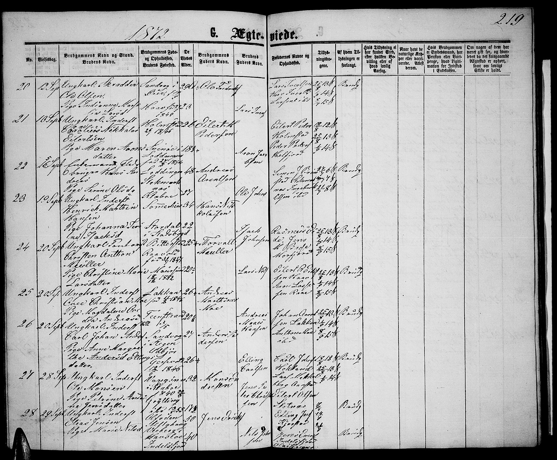 Ministerialprotokoller, klokkerbøker og fødselsregistre - Nordland, AV/SAT-A-1459/888/L1266: Parish register (copy) no. 888C04, 1864-1877, p. 219