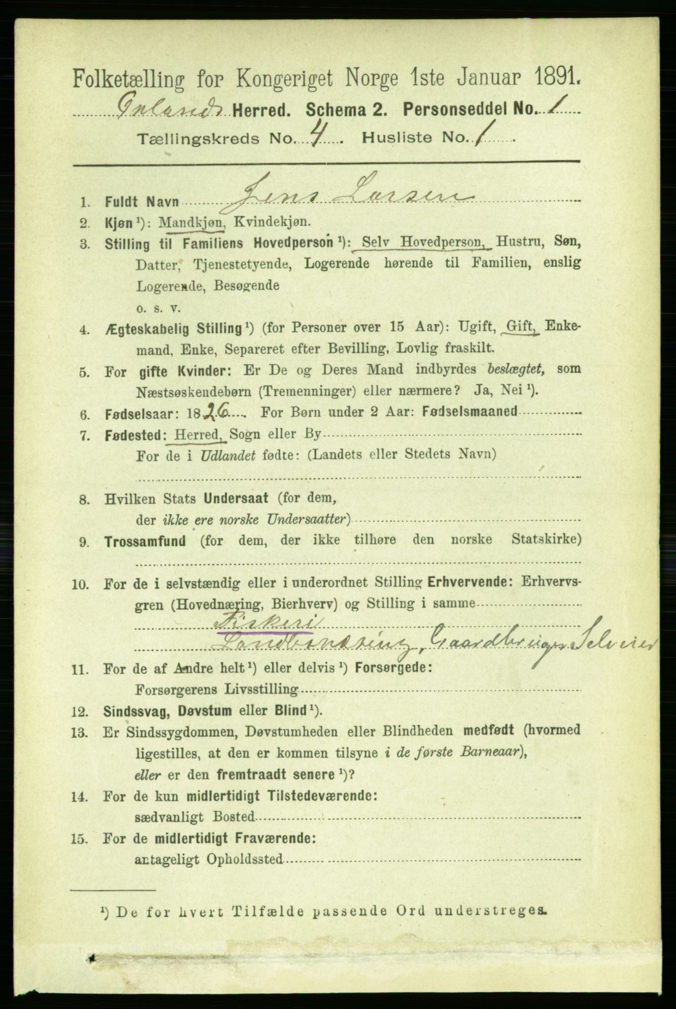 RA, 1891 census for 1621 Ørland, 1891, p. 1309