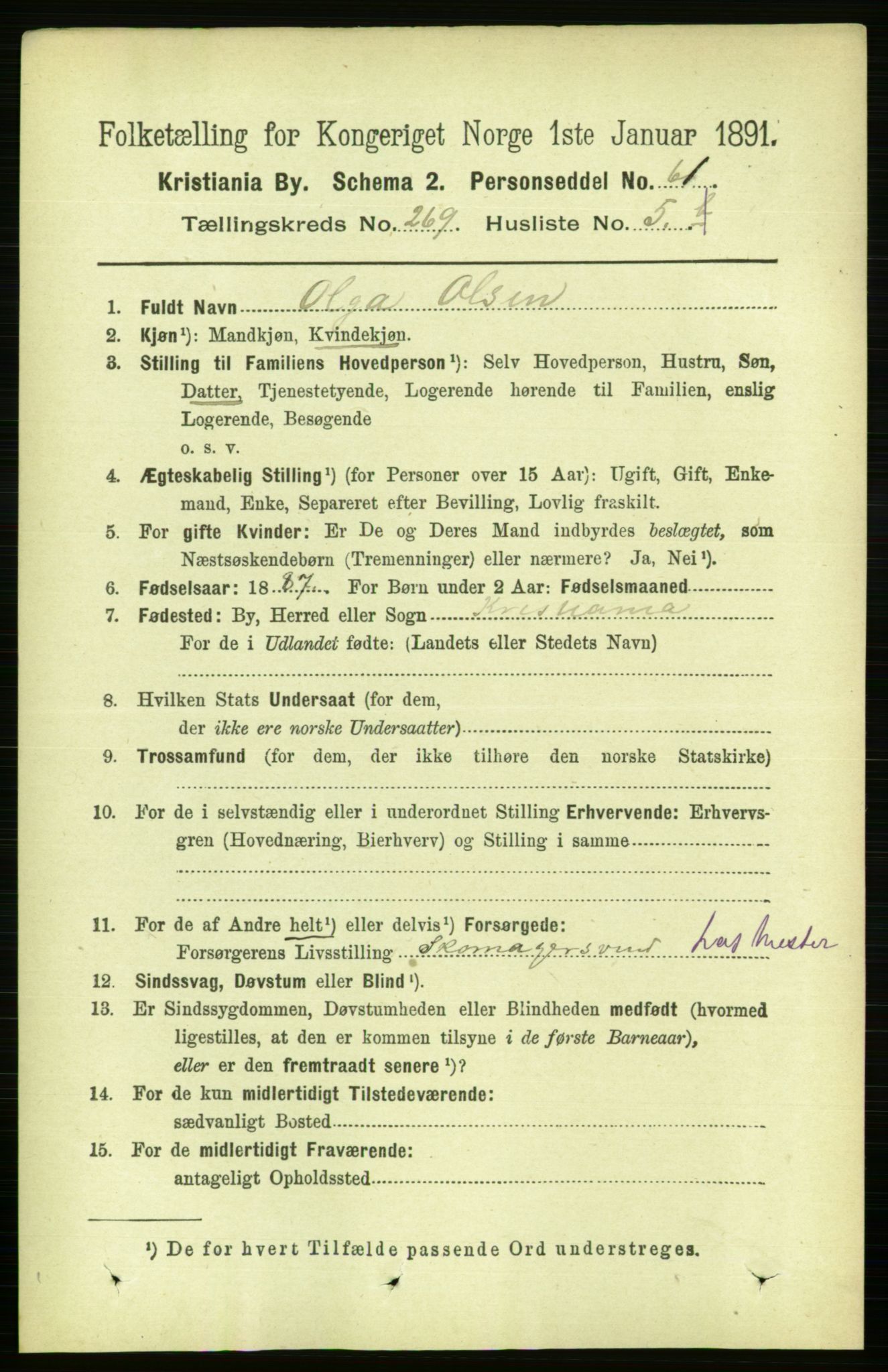 RA, 1891 census for 0301 Kristiania, 1891, p. 163239