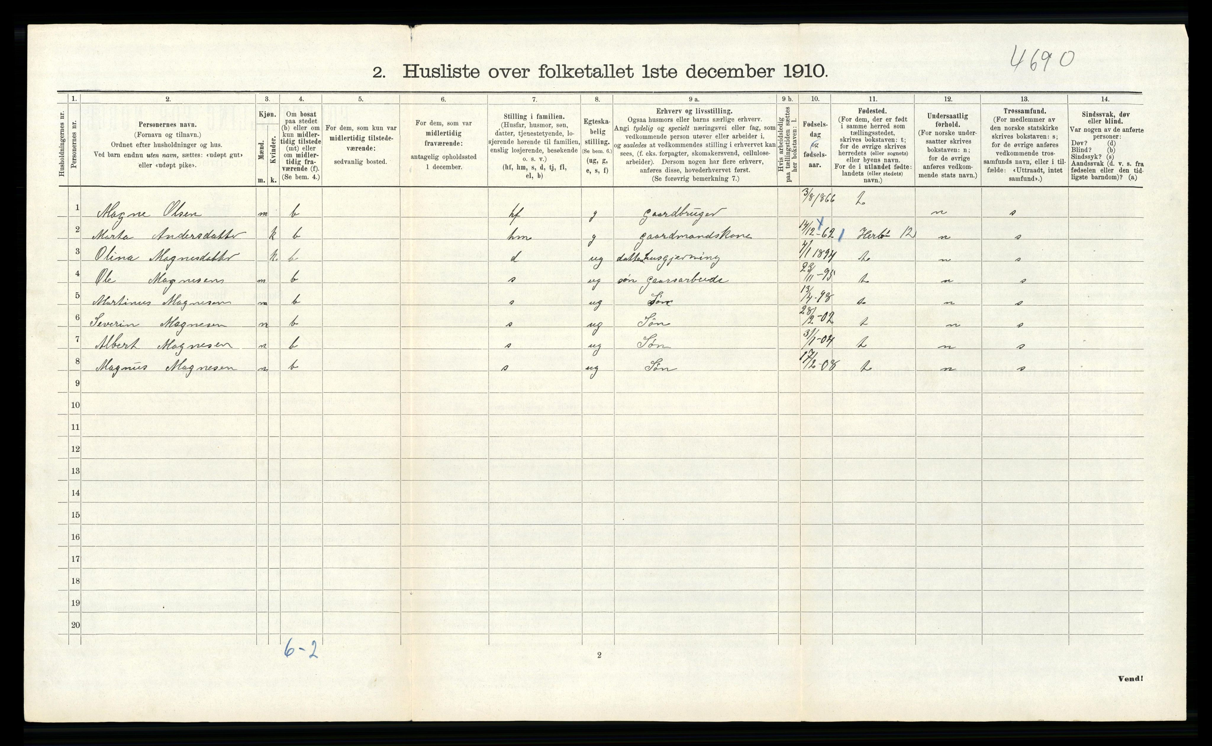 RA, 1910 census for Alversund, 1910, p. 505