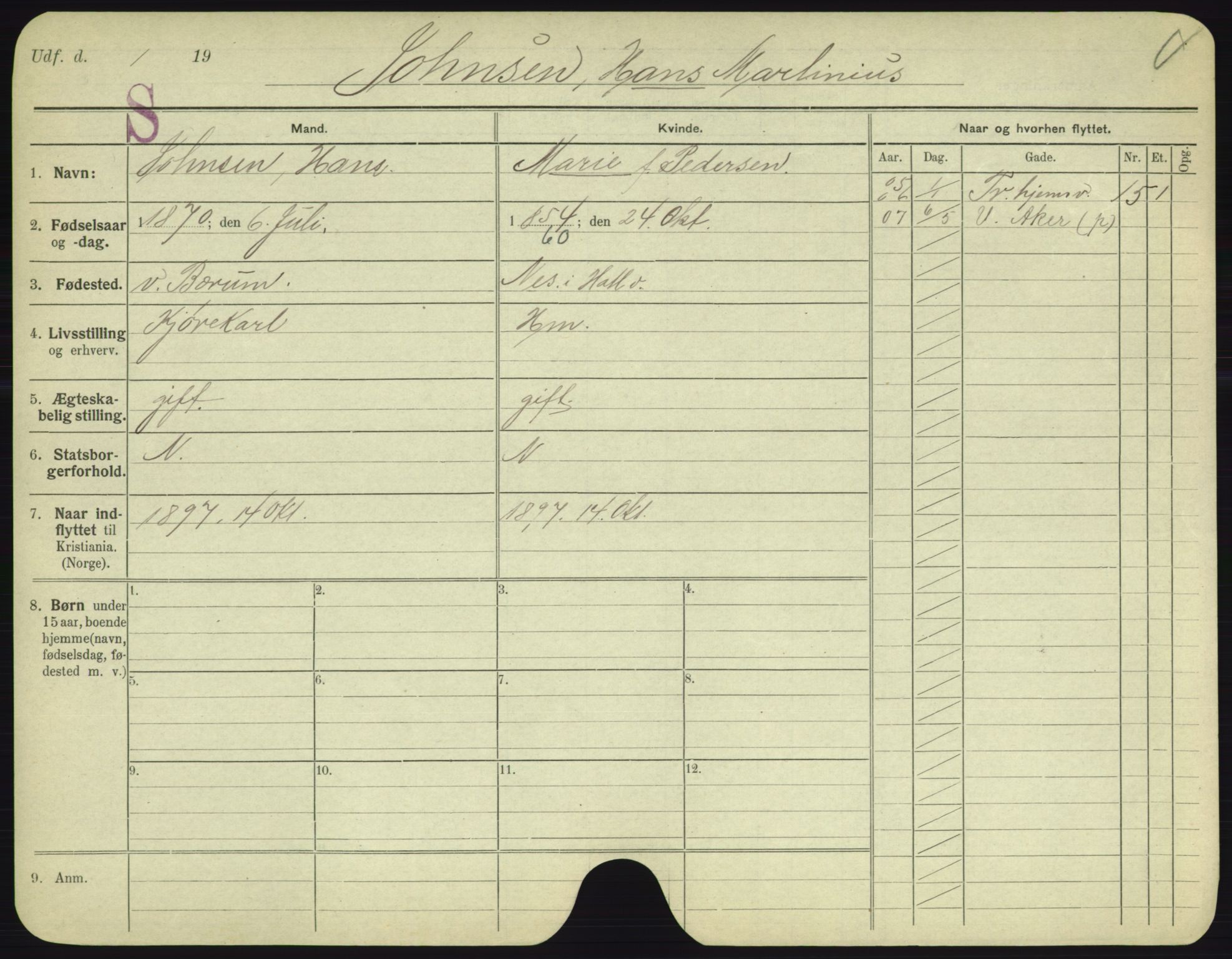 Oslo folkeregister, Registerkort, AV/SAO-A-11715/F/Fa/Fac/L0005: Menn, 1906-1914, p. 875a